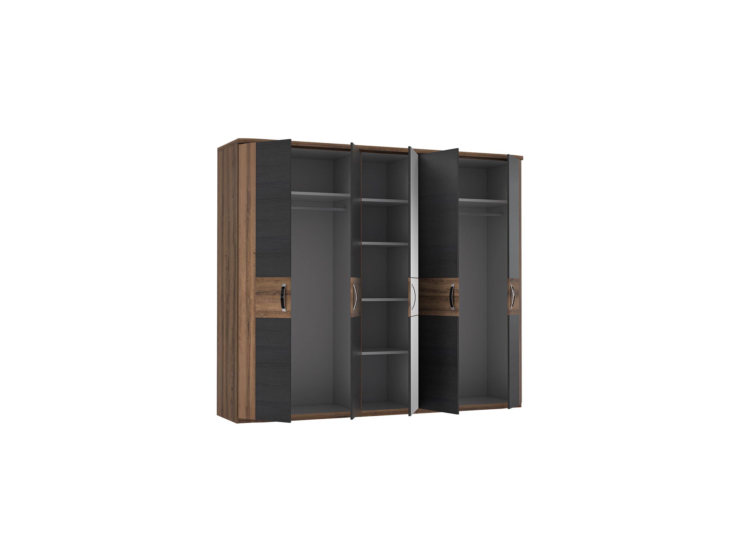 Garde-robe Dolce 250cm - décor - mud oak/black oak