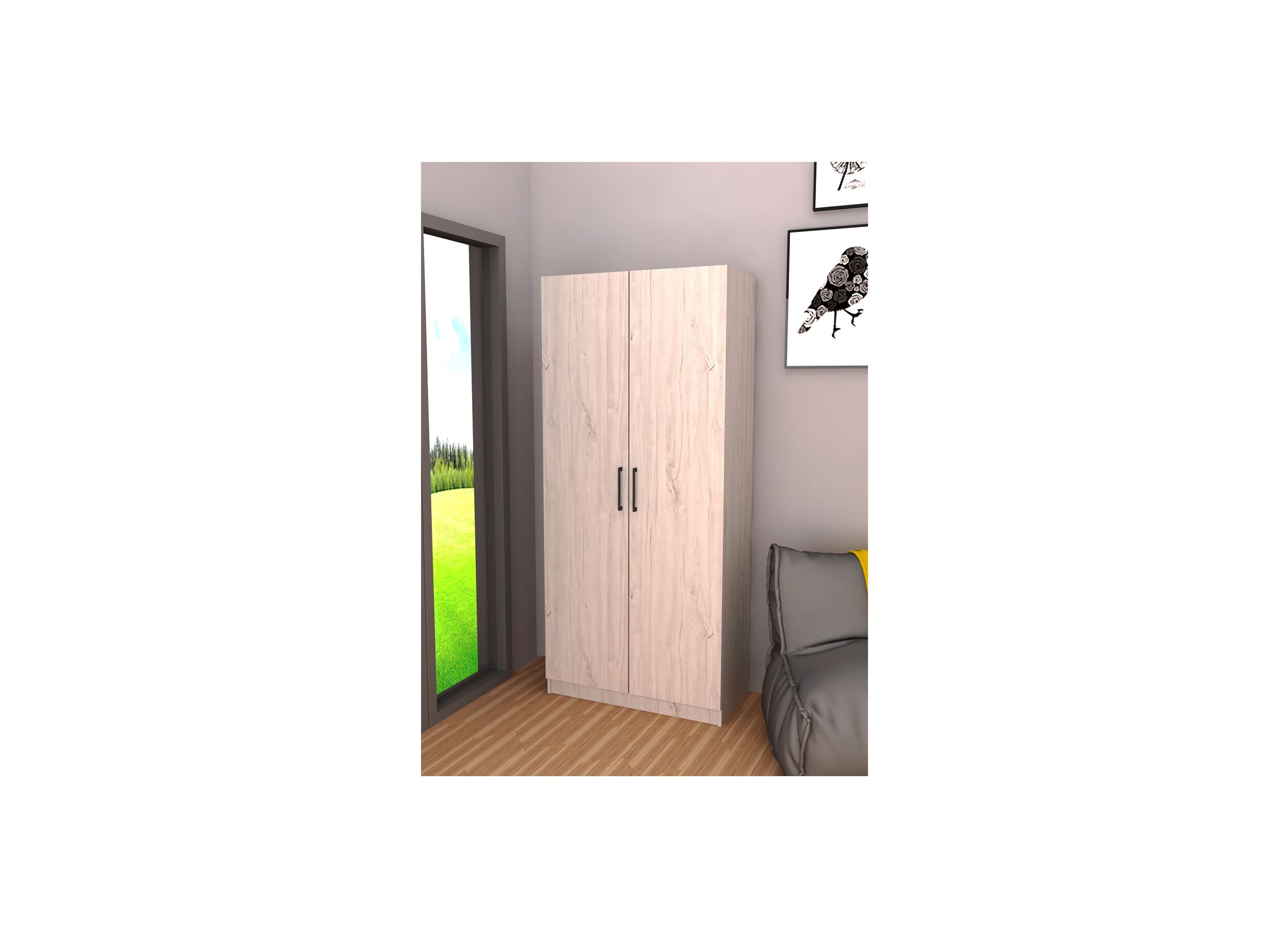 Opbergkast 80cm - decor - witte eik