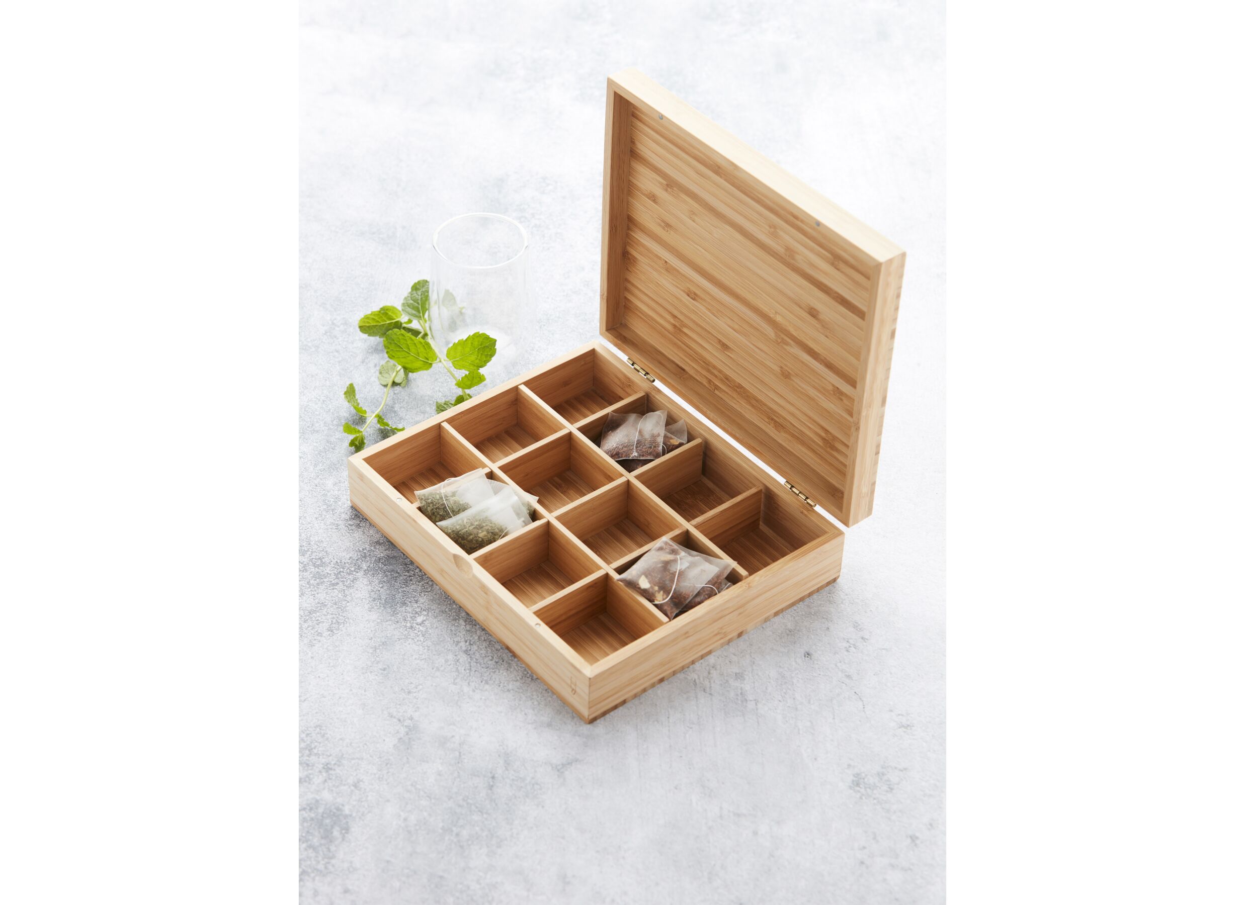 Foto ambiance - Boite a thé 28x23x6,8cm - bambou - naturel