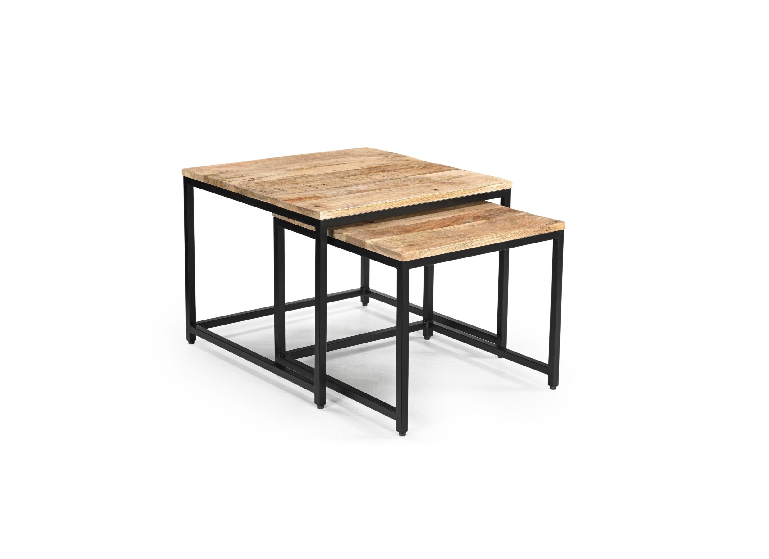 Table d'appoint Lina 60x60cm lot de 2 - Table d'appoint Lina 60x60cm lot de 2 - bois massif - naturel