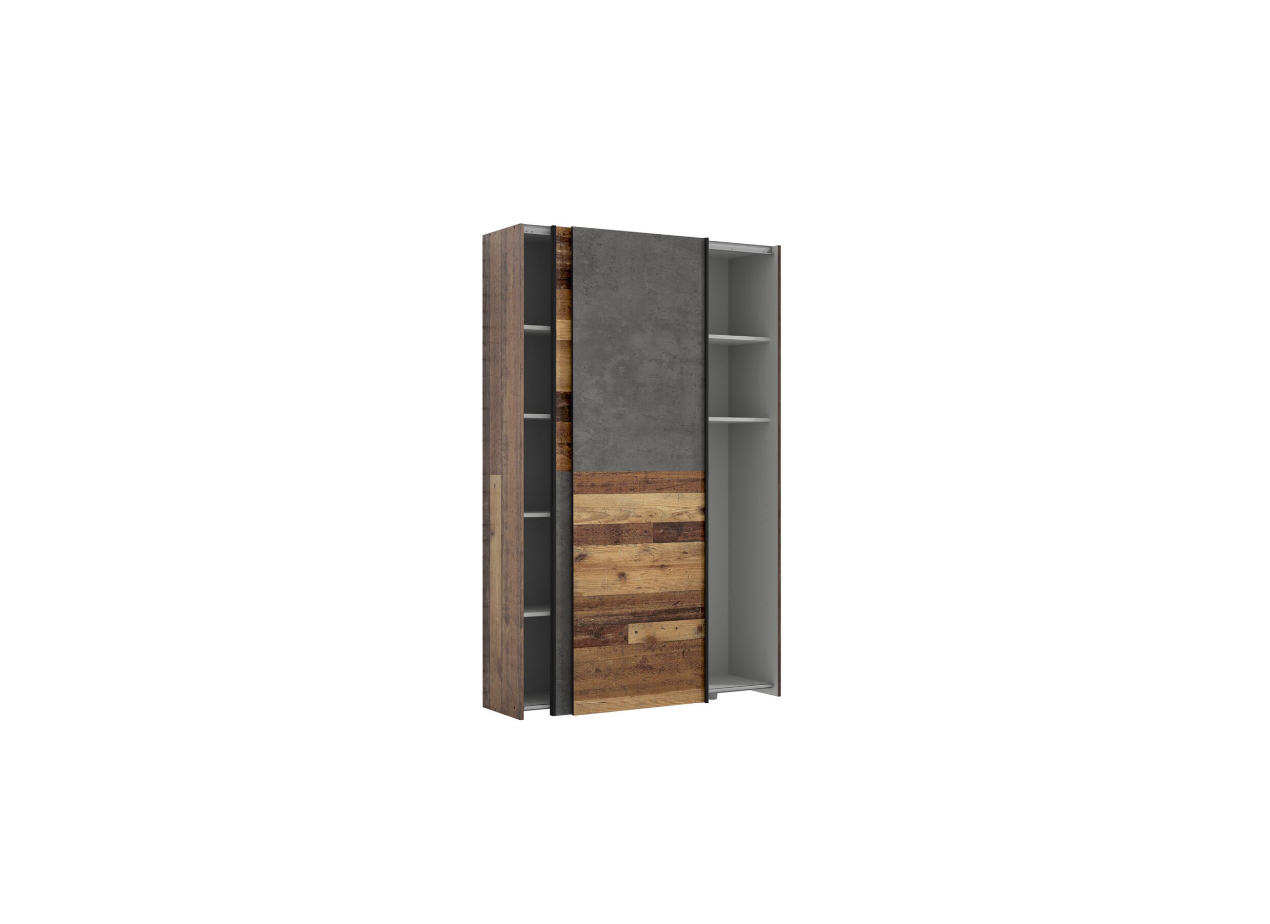 Armoire à portes coulissantes Ozzula 120cm - décor - old wood vintage/béton