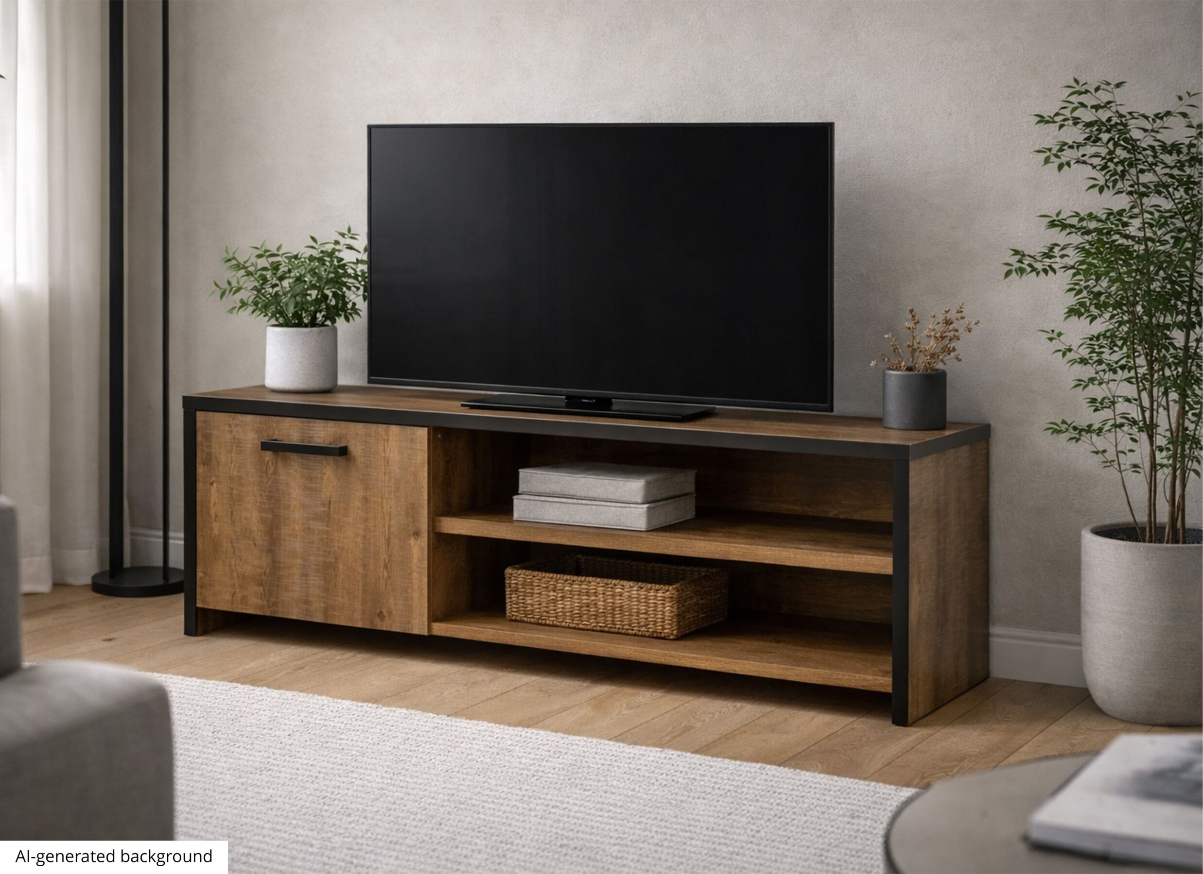 AI Generated - Meuble TV Esther 126cm - décor - chêne industriel