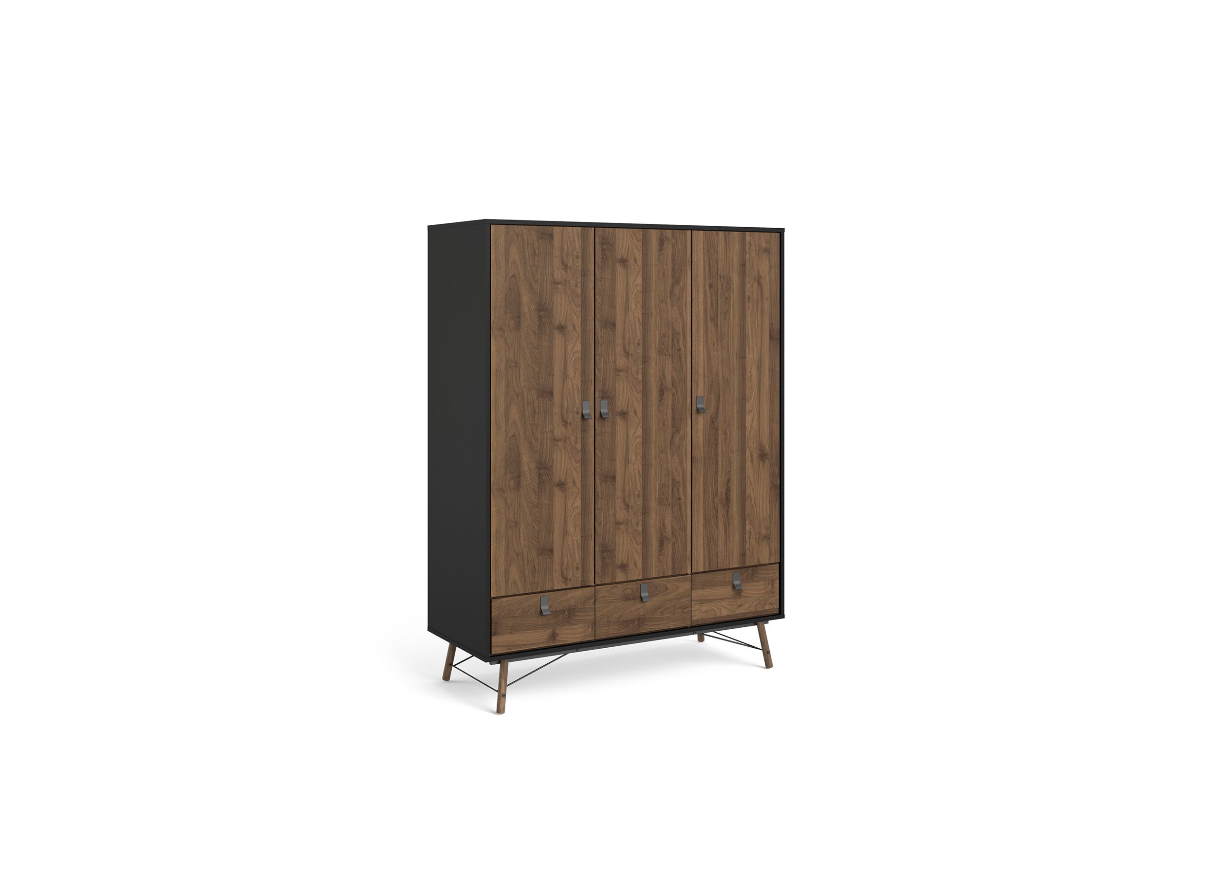 Kleerkast Ry 151cm - decor - mat zwart/okkernoot