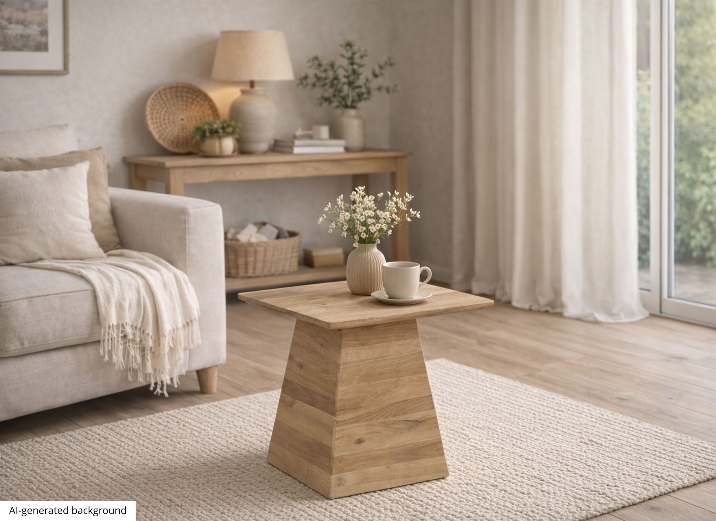 AI Generated - Table basse Float 40x40cm - chêne massif - naturel