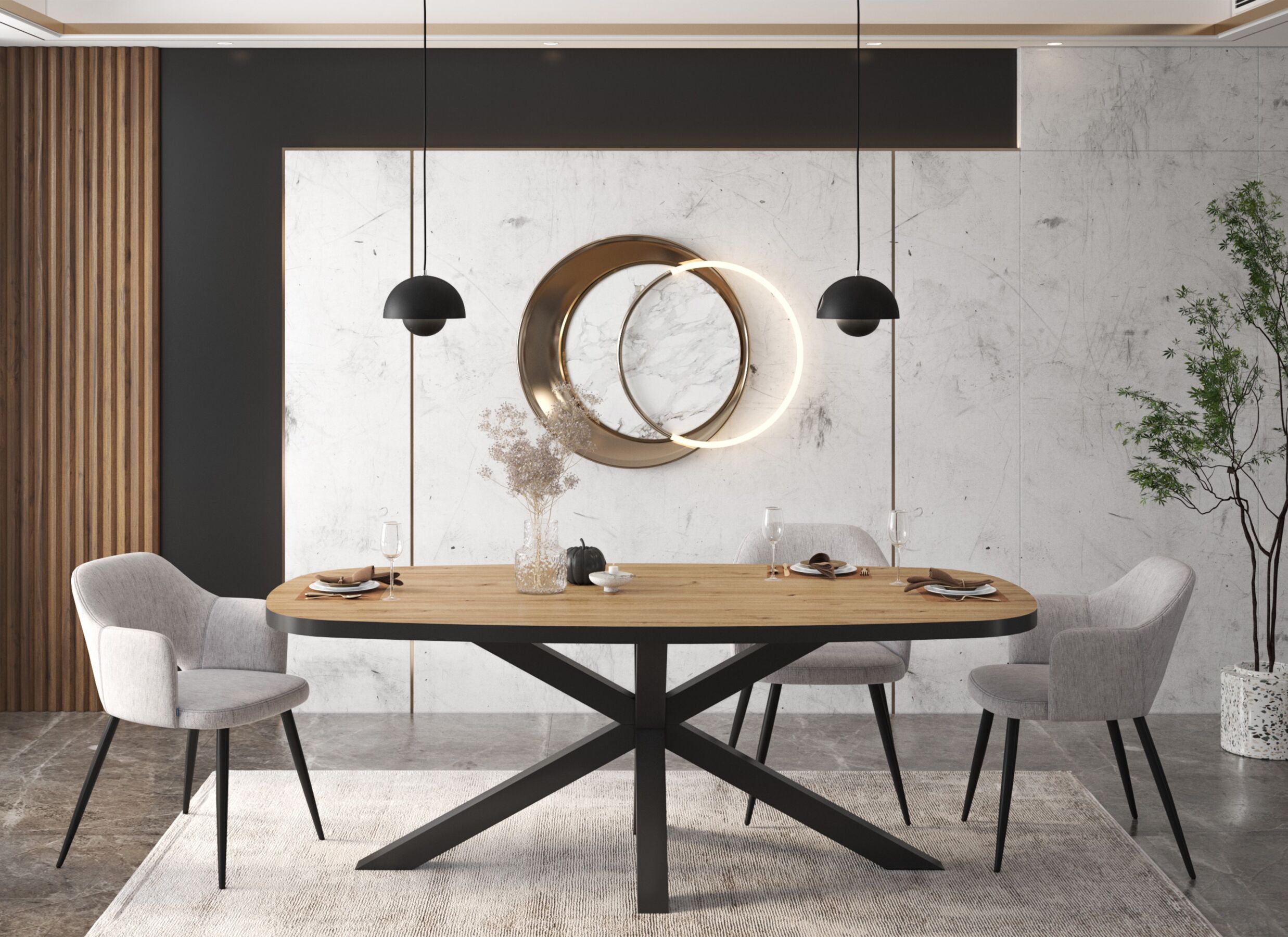 Sfeerfoto - Tafel Kurt 209x100cm - decor - copper oak