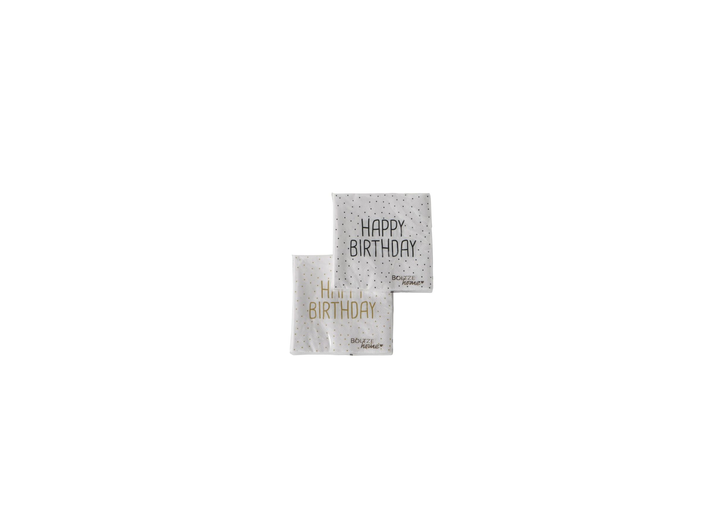 Serviette Birthday 17x17cm wit 20 stuks