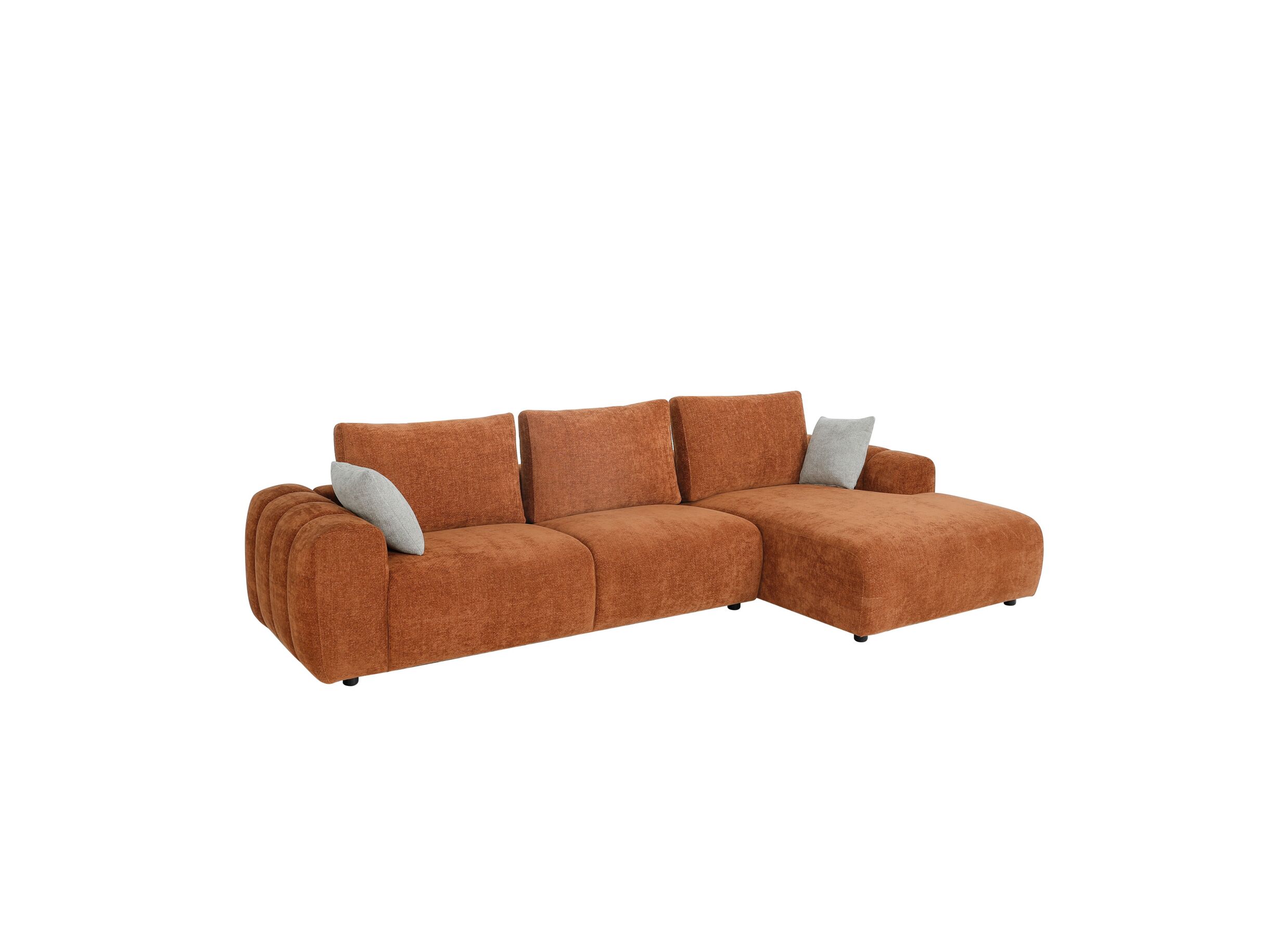 Plus Important - Canapé d'angle Mandarin 315x165cm - chenille - orange