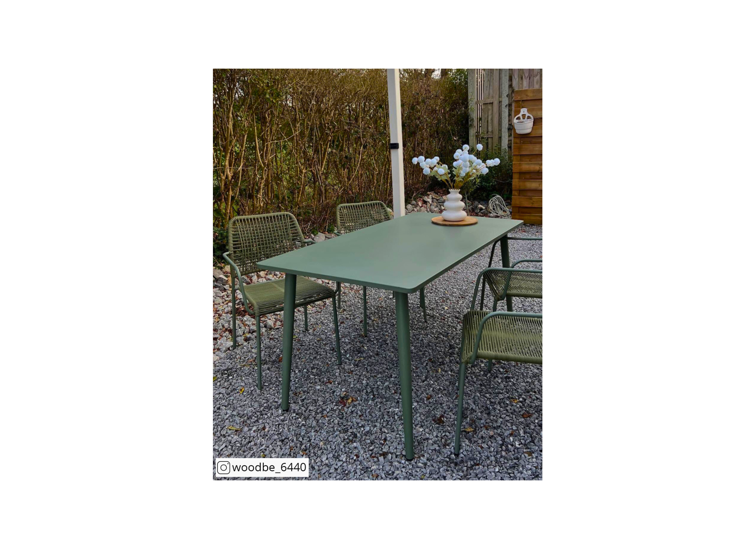 Foto ambiance - Chaise de jardin Phi acier rotin vert