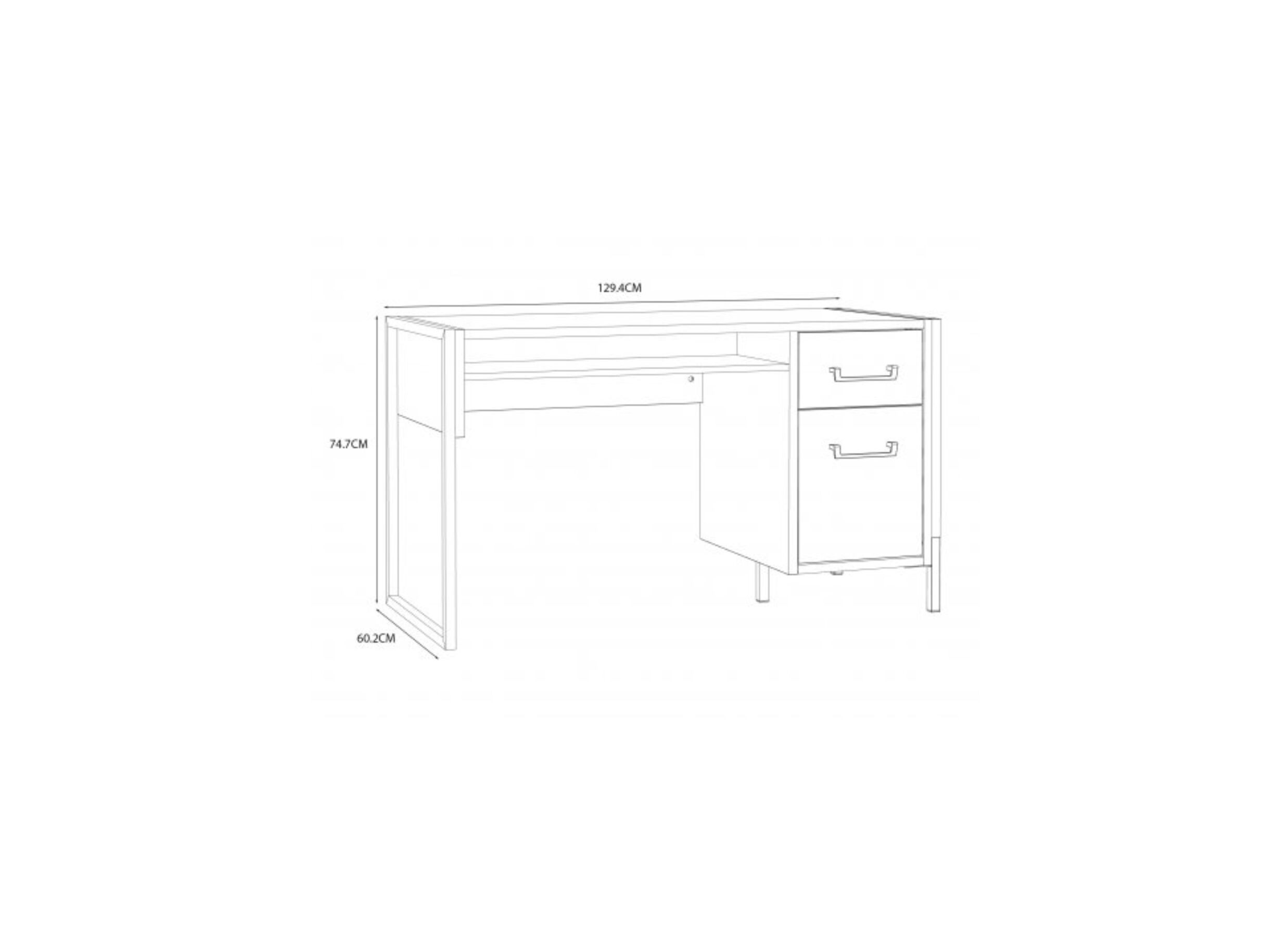 Dimensions - Bureau Oriental Tree 129,4x60,2cm - panneau décor - bartex chêne