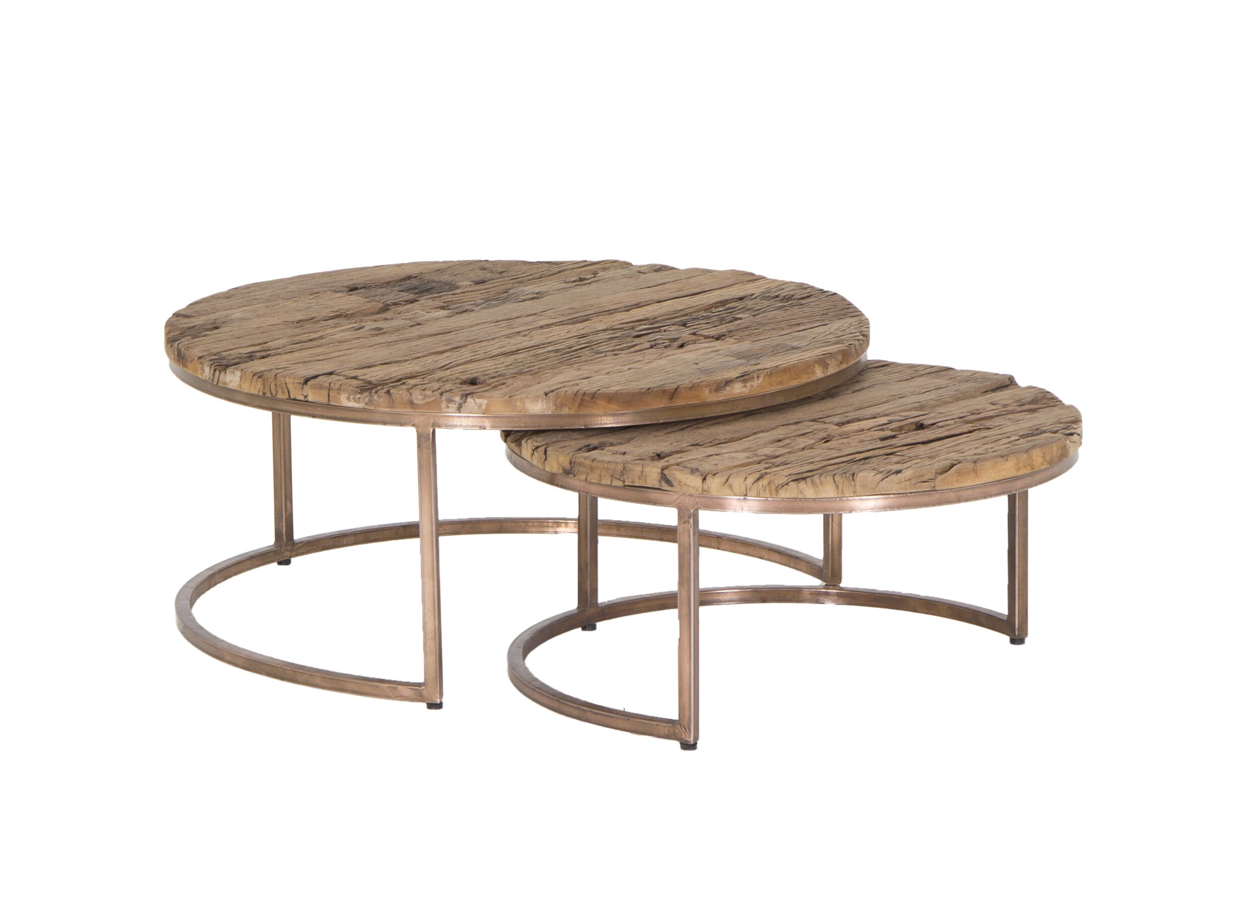 Salontafel Luna Ø90/Ø70cm - hout massief - naturel set van 2