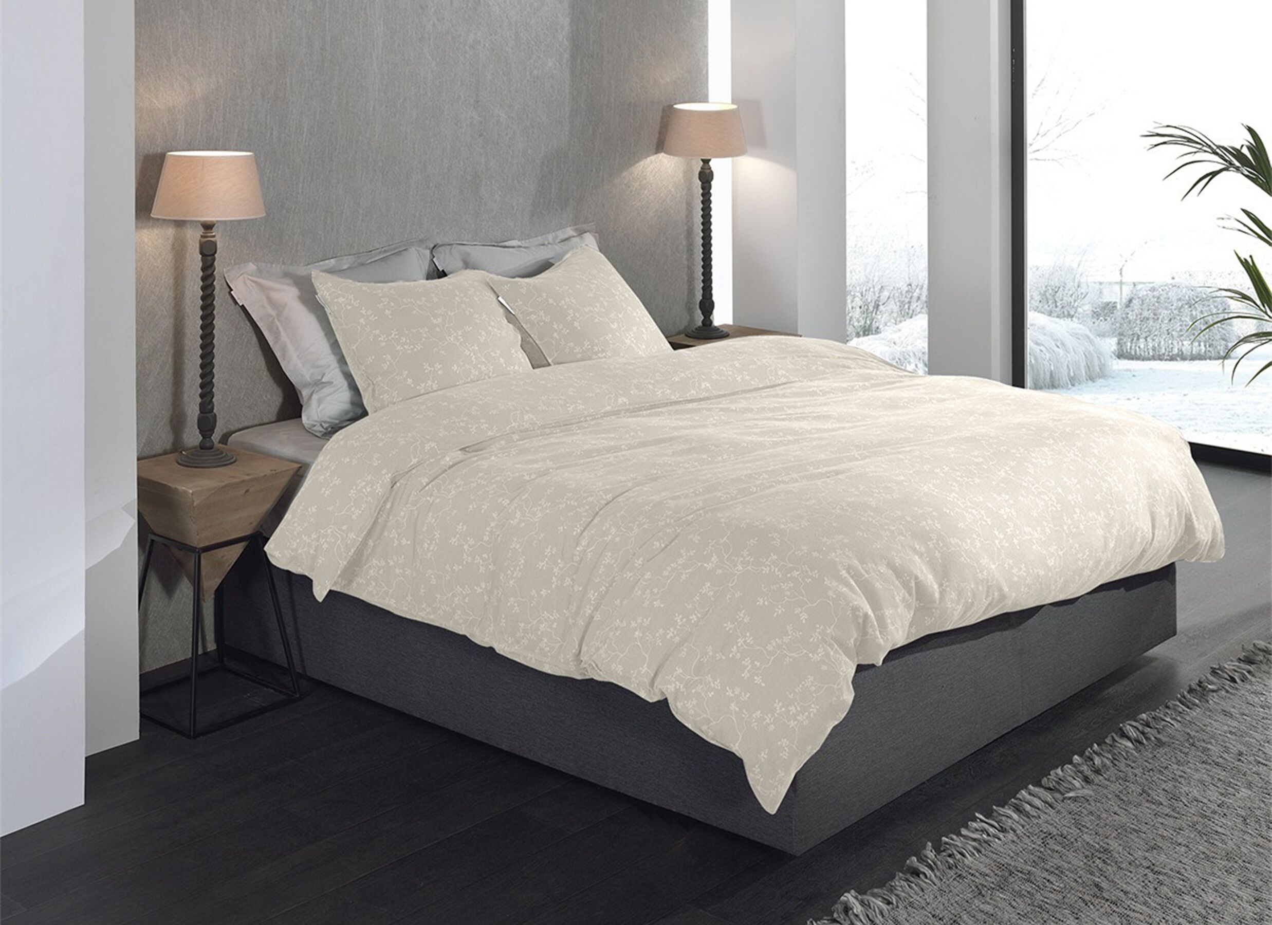 Foto ambiance - Housse de couette Alloro 260x220cm - flanelle - desert sand