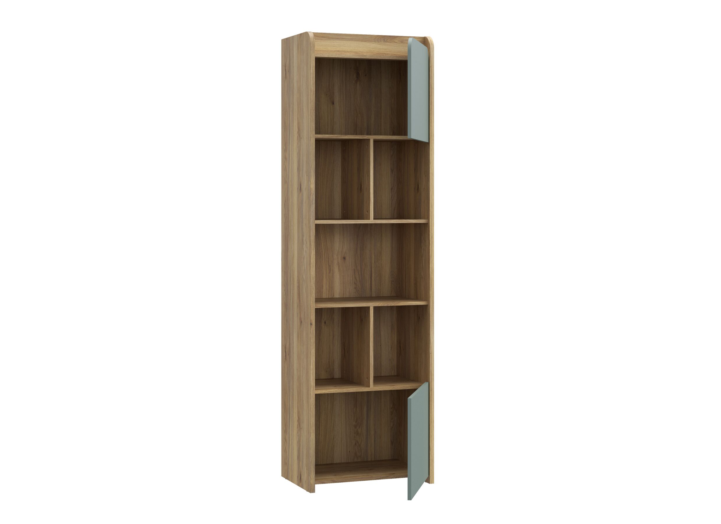 Disposition - Bibliothèque Hoa 59x41x204cm - déecor - chêne mauvella/vert