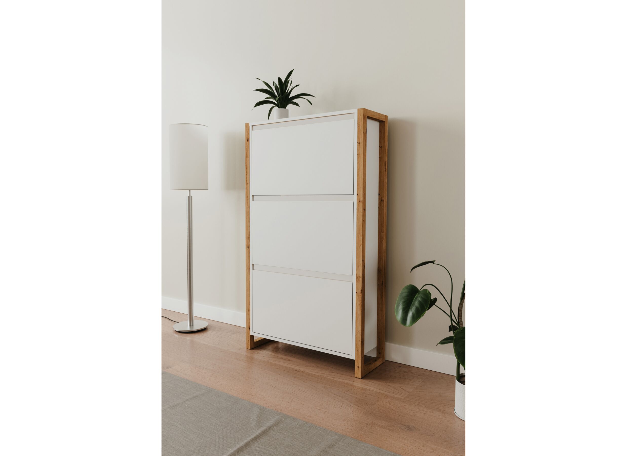 Sfeerfoto - Schoenenkast Denver 70x25x125cm - decor - wit & artisanale eik