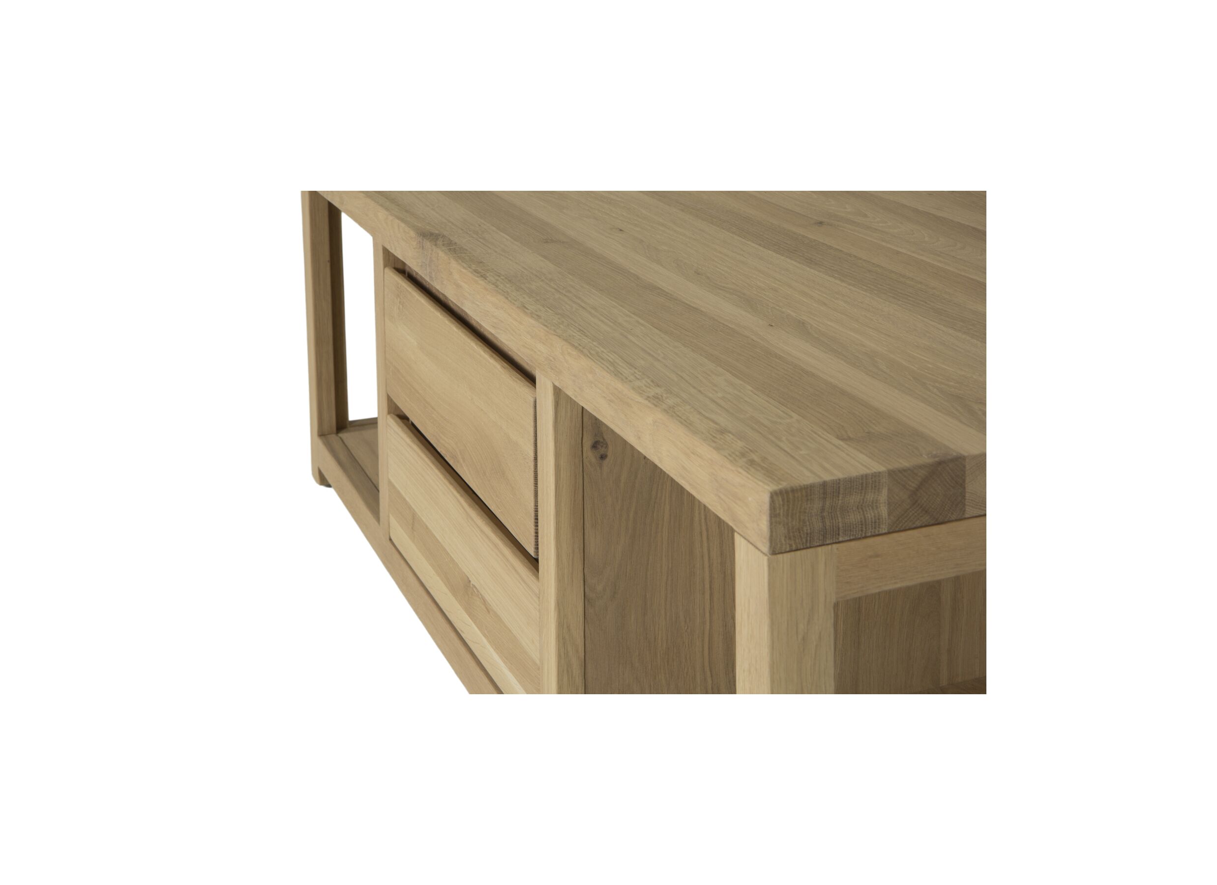 Table basse Amarillo 120x60cm - chêne massif & décor - naturel avec rangement