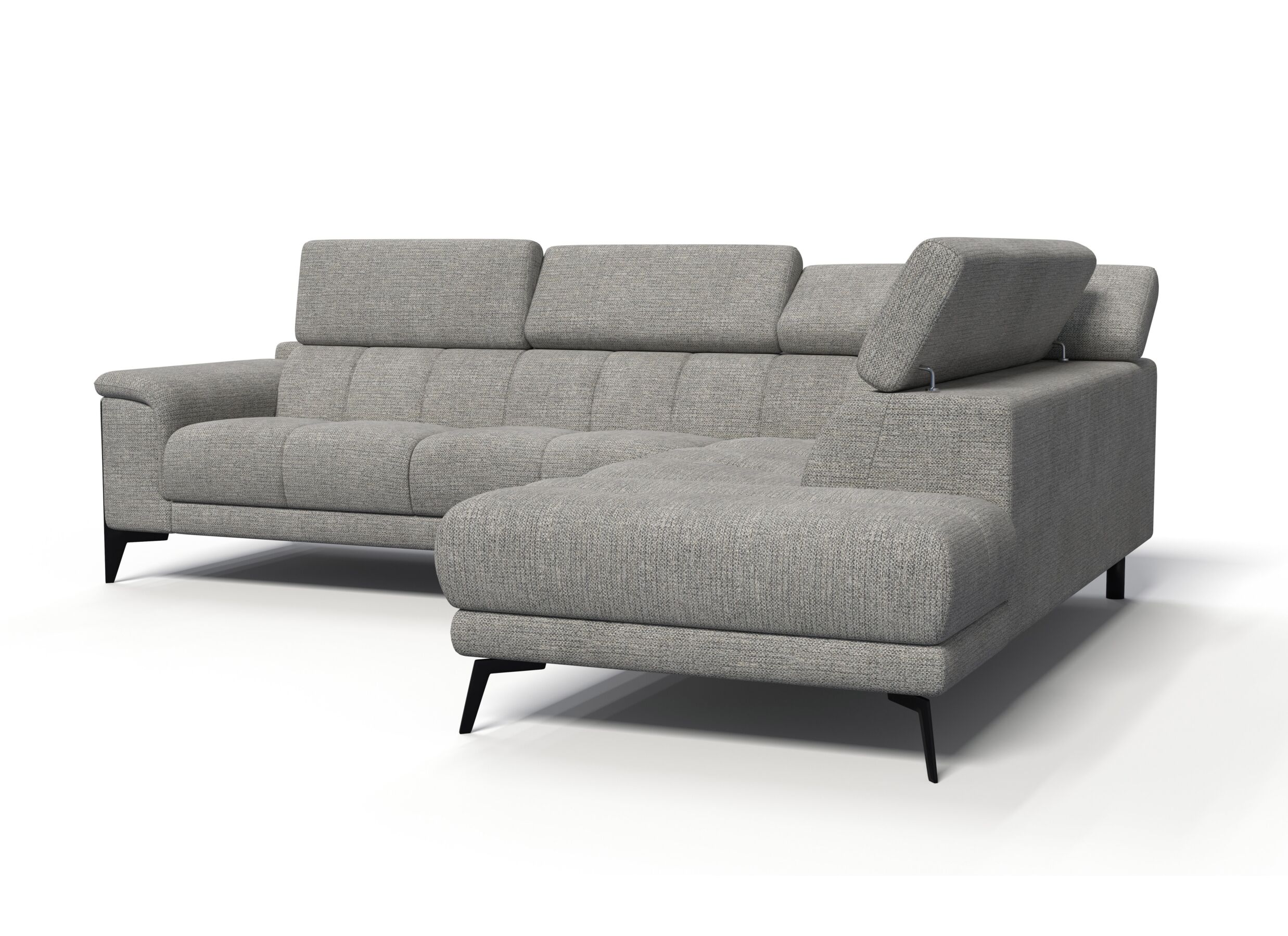 Aperçu - Canapé d'angle Amira 290x228cm - tissu - gris