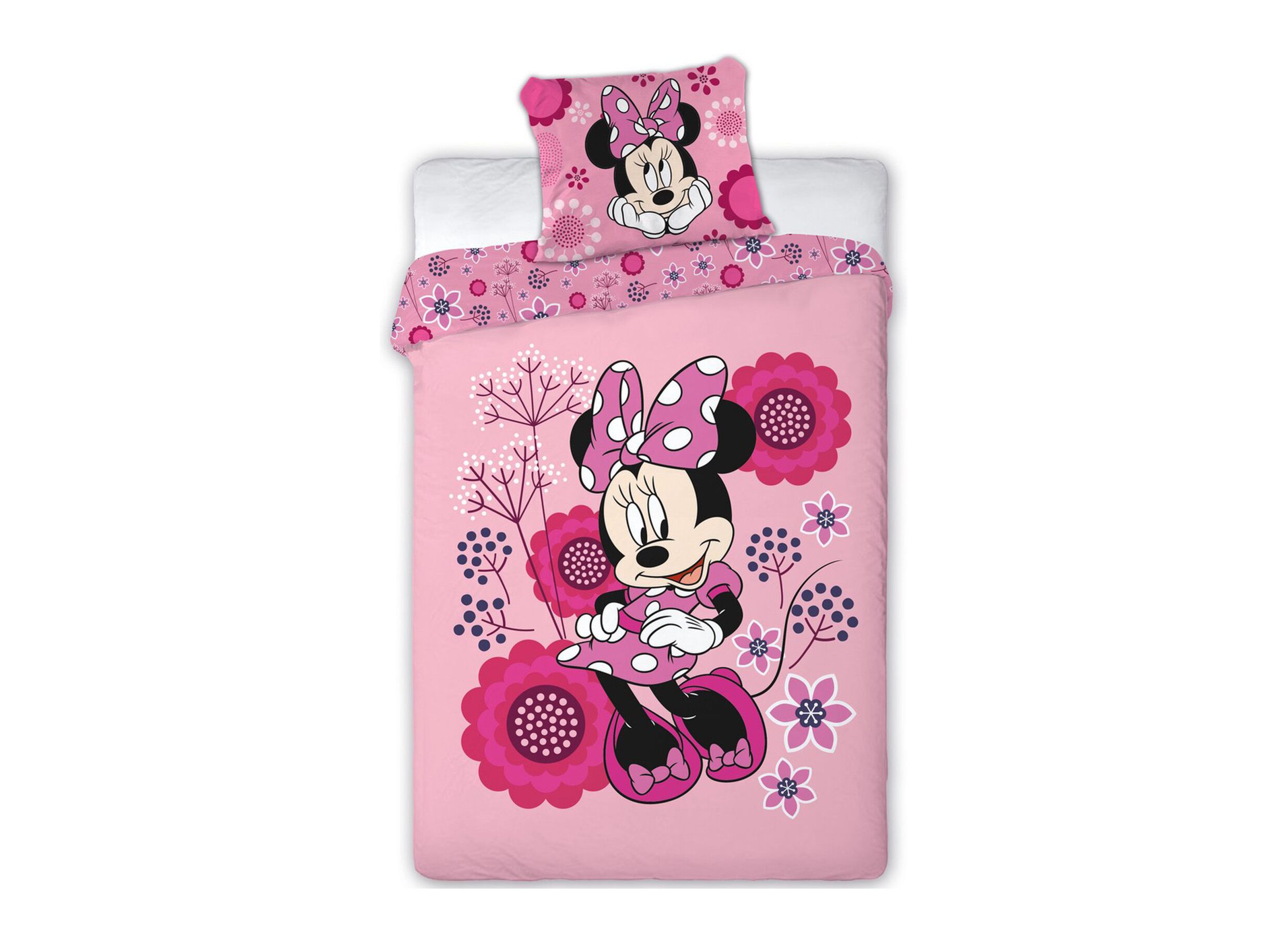 Dekbedovertrek Minnie 140x200cm - microvezel - roze - Housse de couette Minnie 140x200cm - microfibre - rose