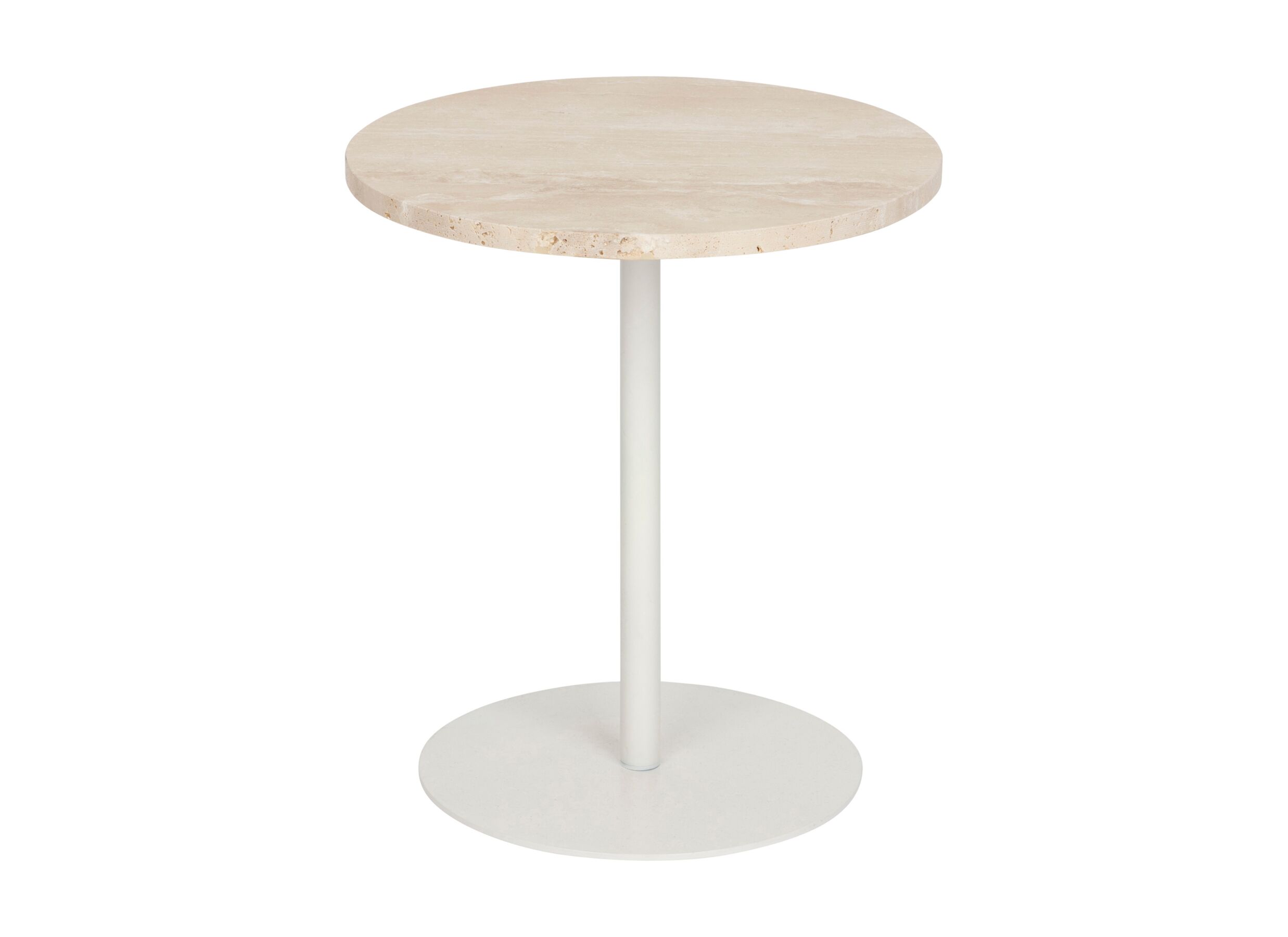 Bijzettafel Celen Ø40xH45cm - travertijn/staal - wit/beige - Table d'appoint Celen Ø40xH45cm - travertin/acier - blanc/beige