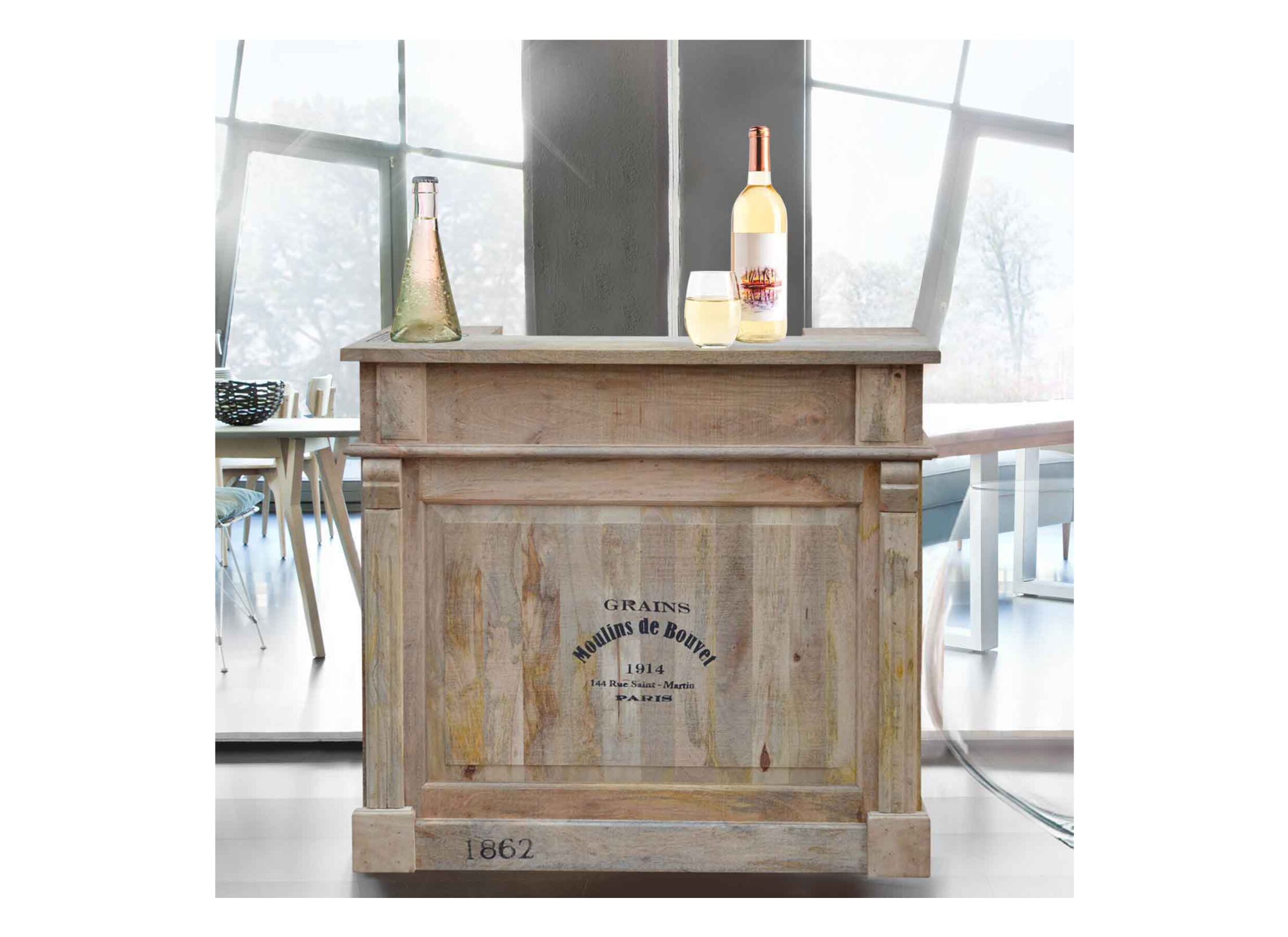 Barkast Djinn 120cm - mango massief - naturel