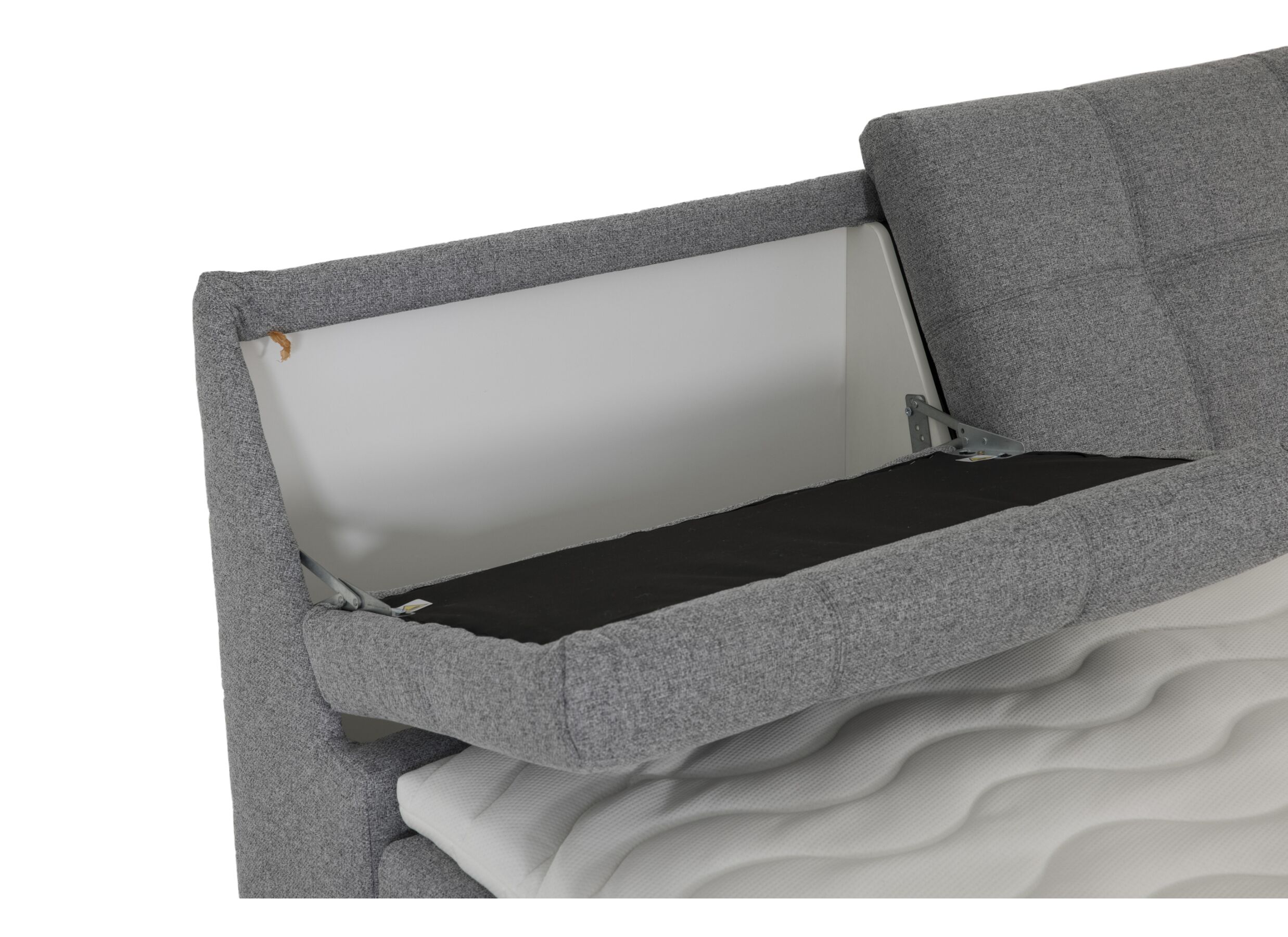 Lit box Atlantis 180x200cm avec rangement tissu gris