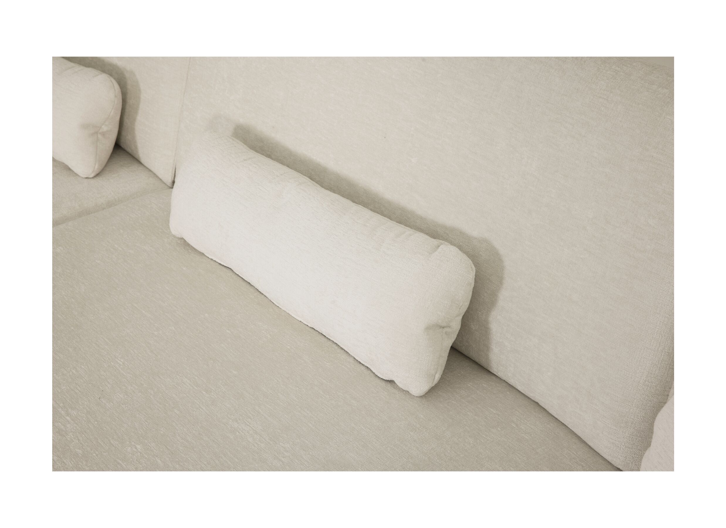 Detail - Canapé d'angle Filia 348x248cm - tissu - naturel avec réglage de la profondeur du siège