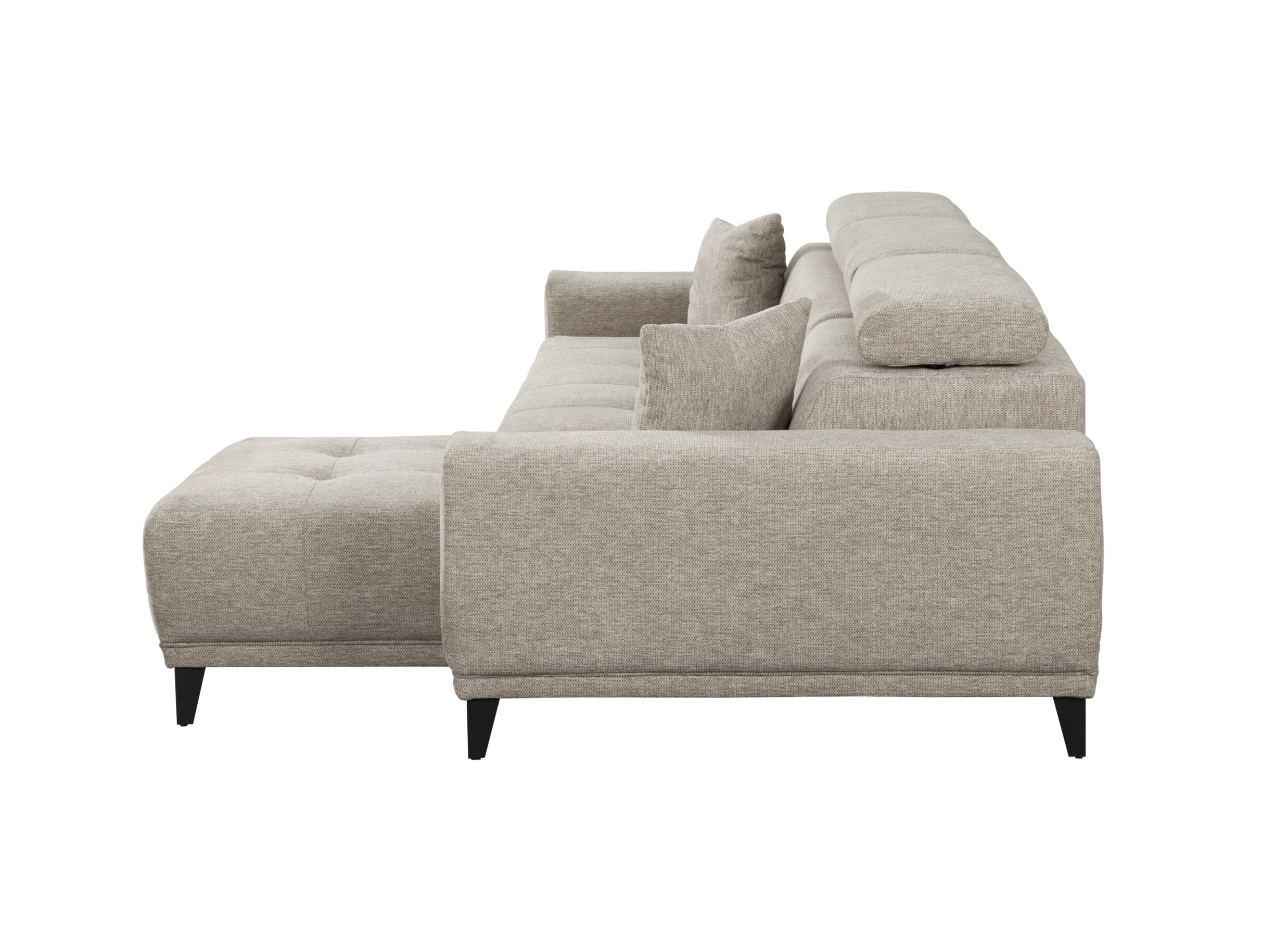 Overzichtsfoto - Hoeksalon Dragor 296x179cm - stof - grijs met bedfunctie