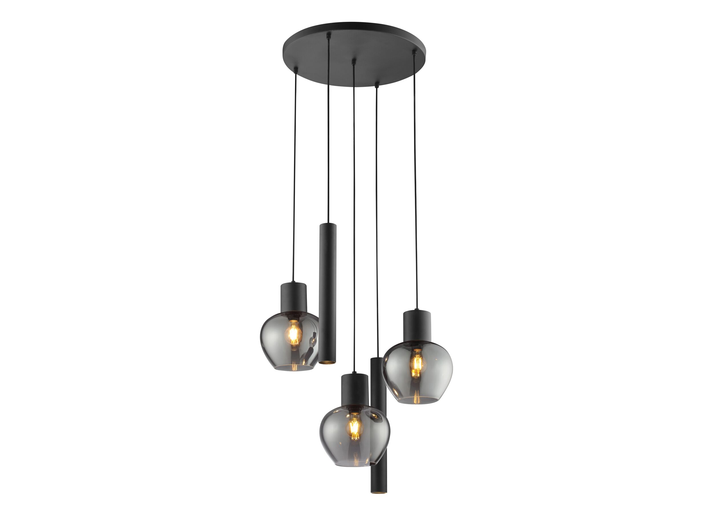 Hoofdfoto - Hanglamp Nuvia 3x20W E27 & 2x10W GU10 - metaal - zwart