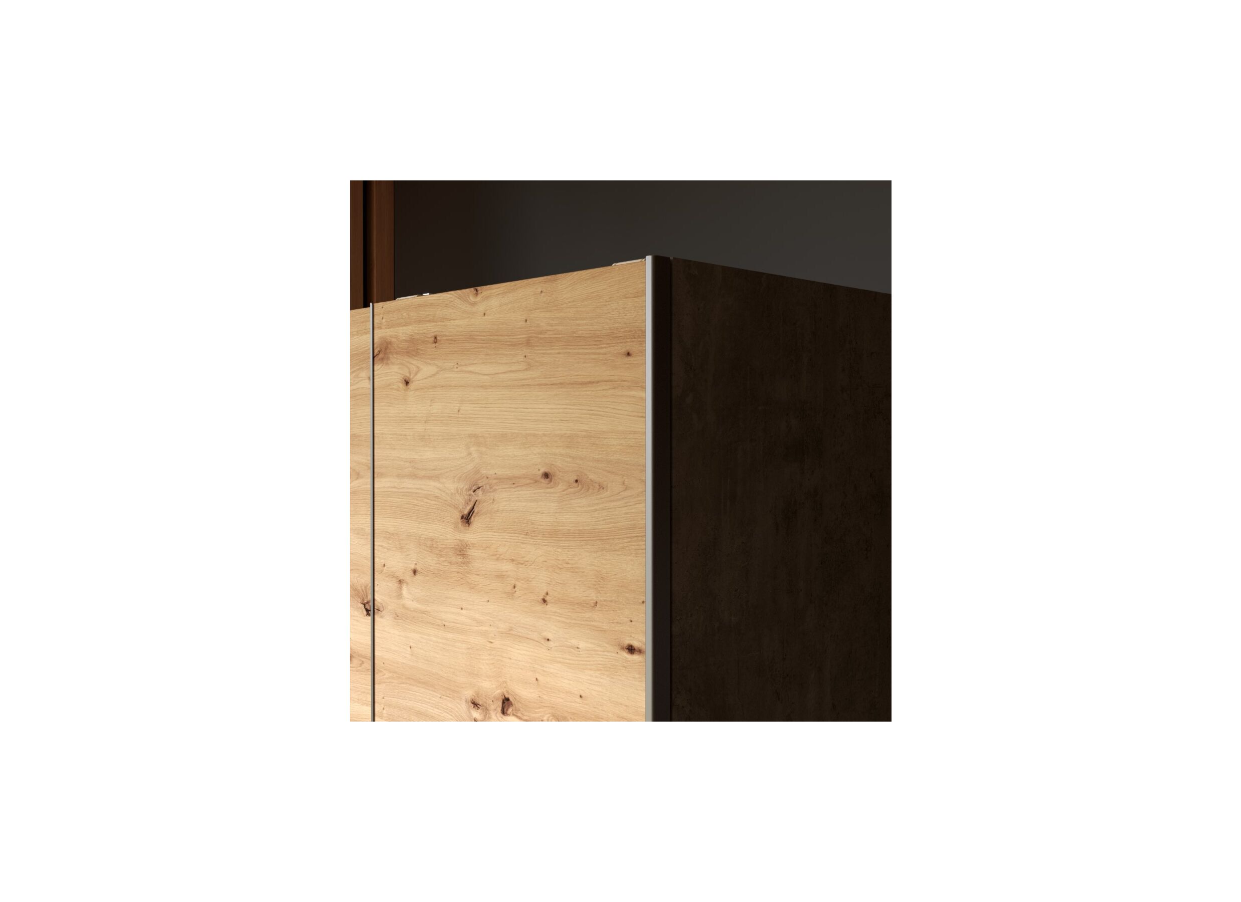 Armoire à portes coulissantes Khanea 120cm - panneau décor - chêne artisanal/béton