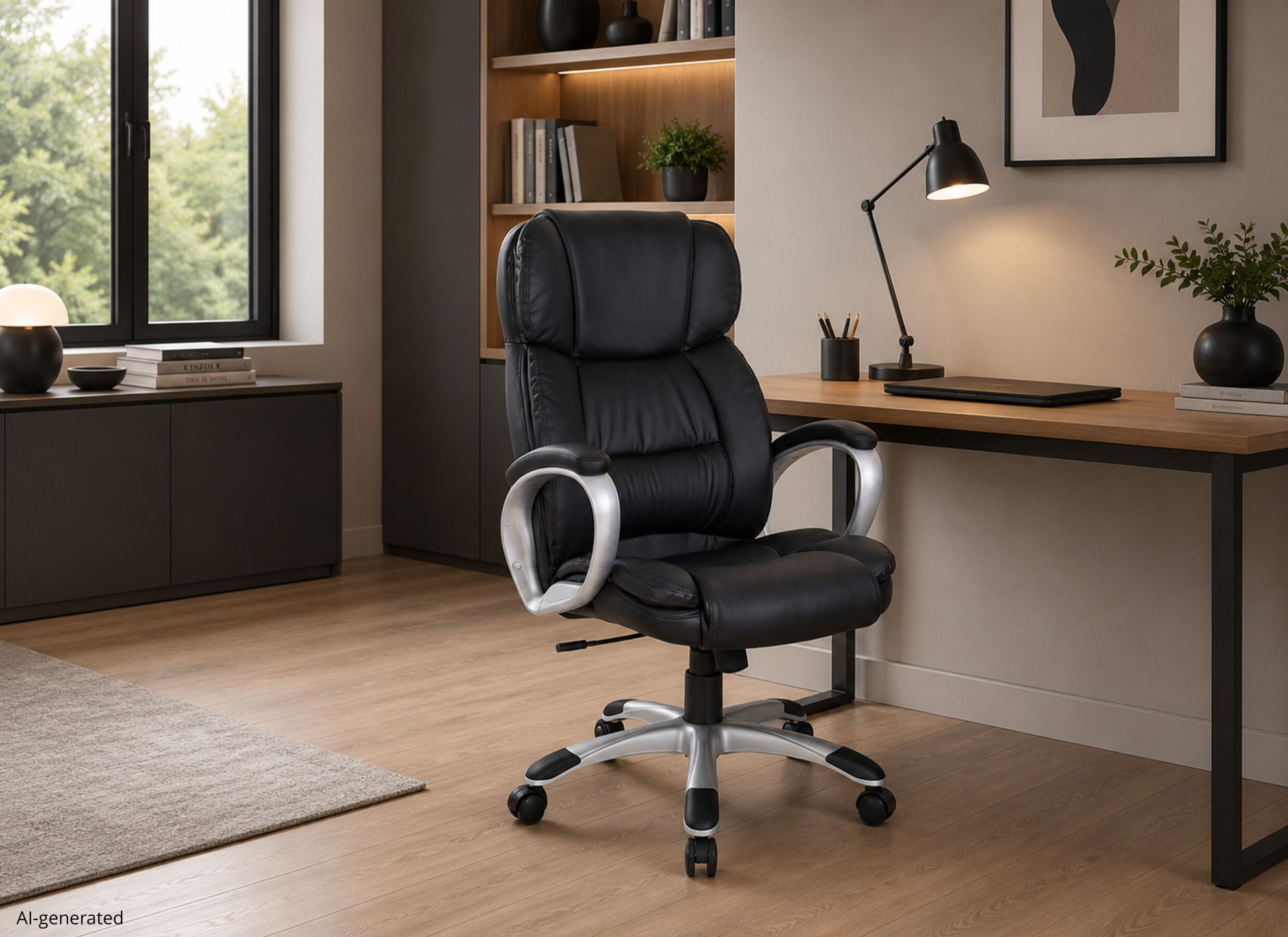AI Generated - Chaise de bureau Bizz 67x71x124cm - similicuir - noir