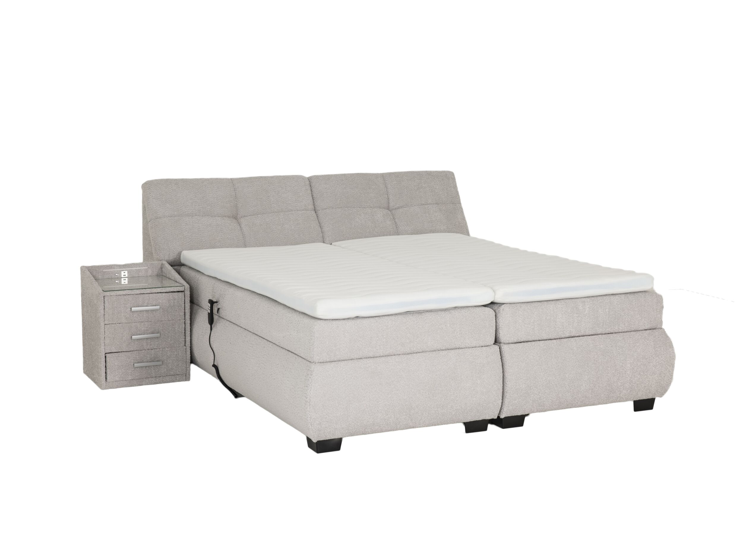 Photo ensemble - Boxspring Reynosa 180x200cm avec rangement/électrique tissu argent