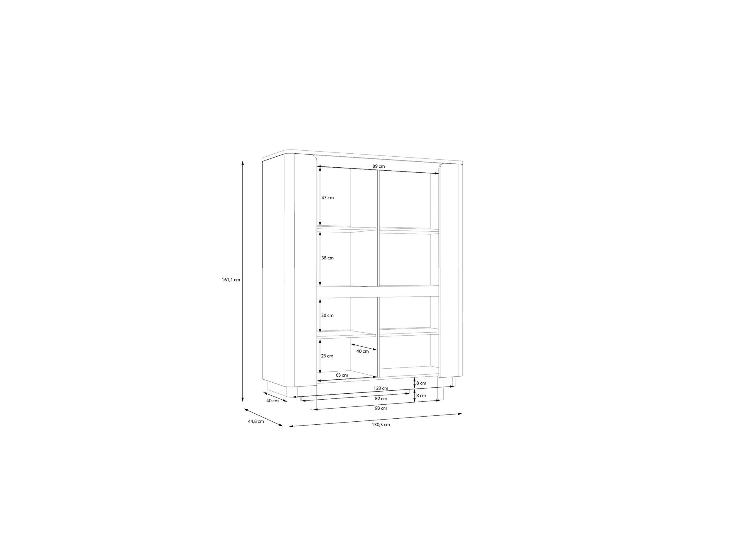 Vitrine Vodol 130cm - décor - sable/noir