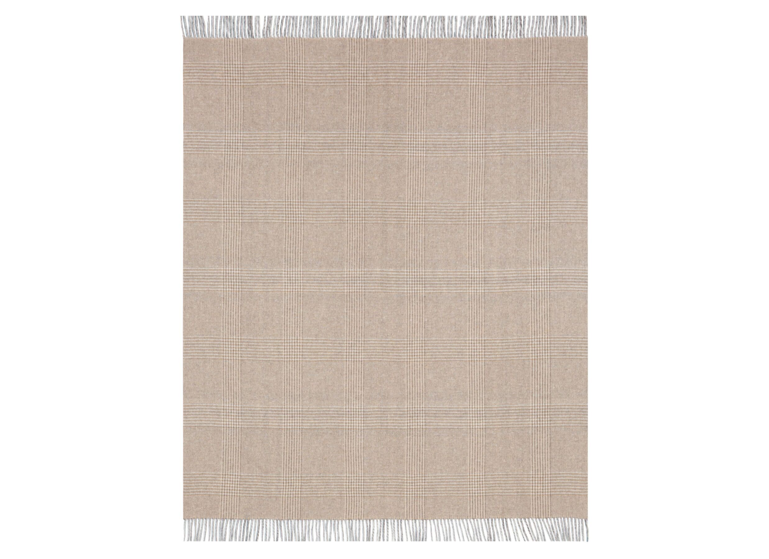 Overzichtsfoto - Plaid Twin Check 150x200cm - wol & kasjmier - bruin
