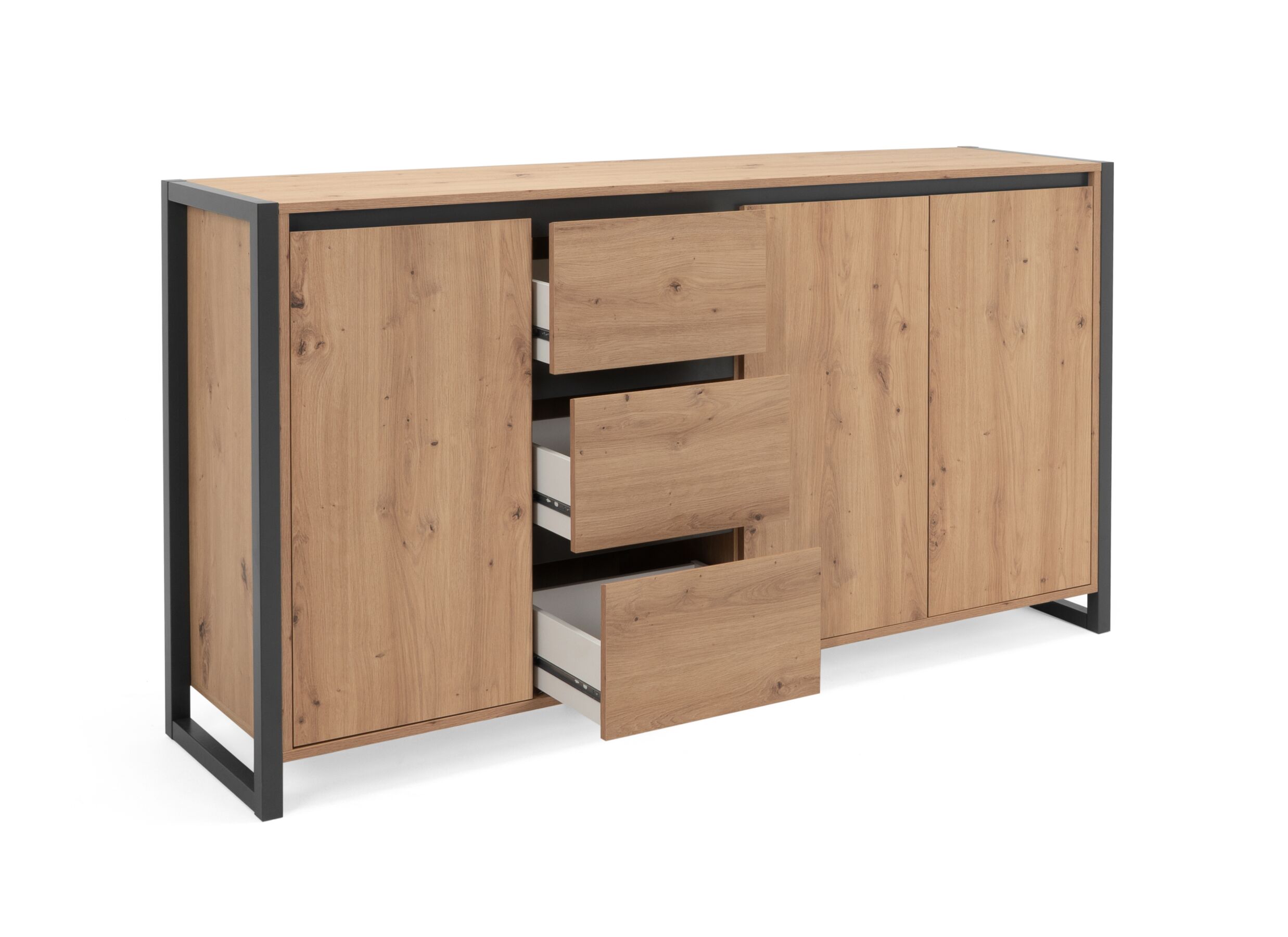 Commode Denver 160x88x40cm - decor - artisanale eik & anthraciet