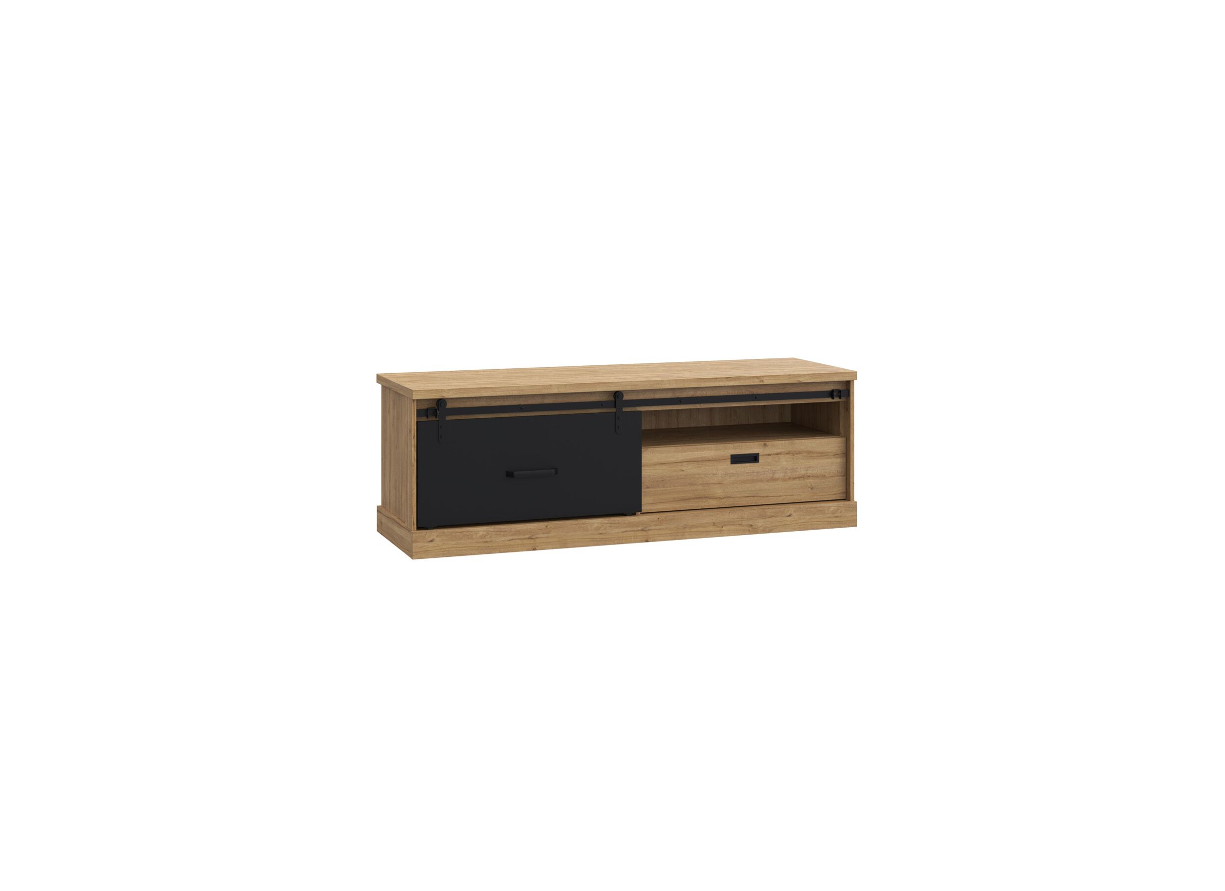 Tv-meubel Kaszimiro 163cm - meubelplaat - waterford eik/zwart