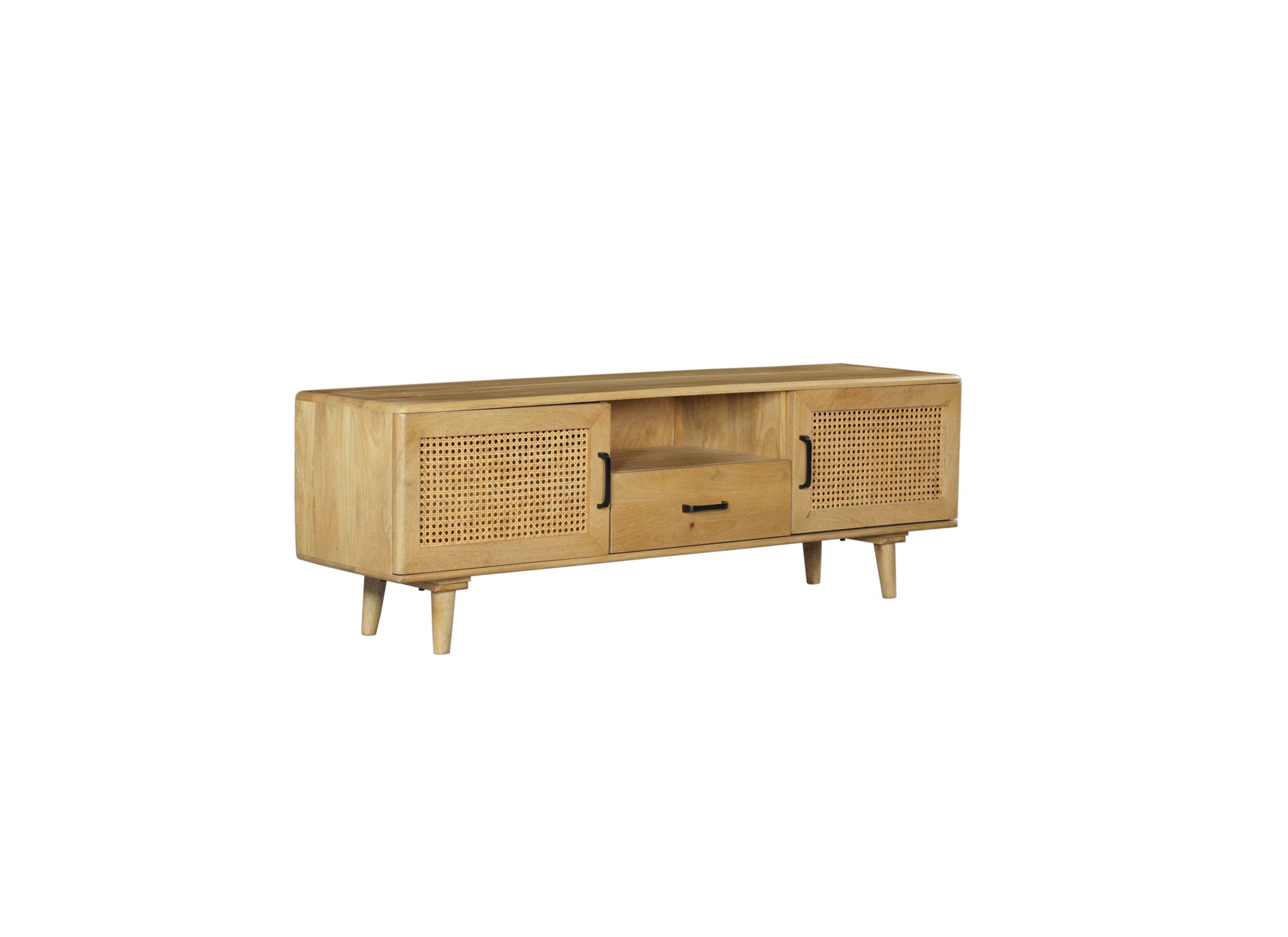 Meuble TV scandinave Portico bois massif 150cm - Meuble TV Portico 150cm - manguier massif - naturel