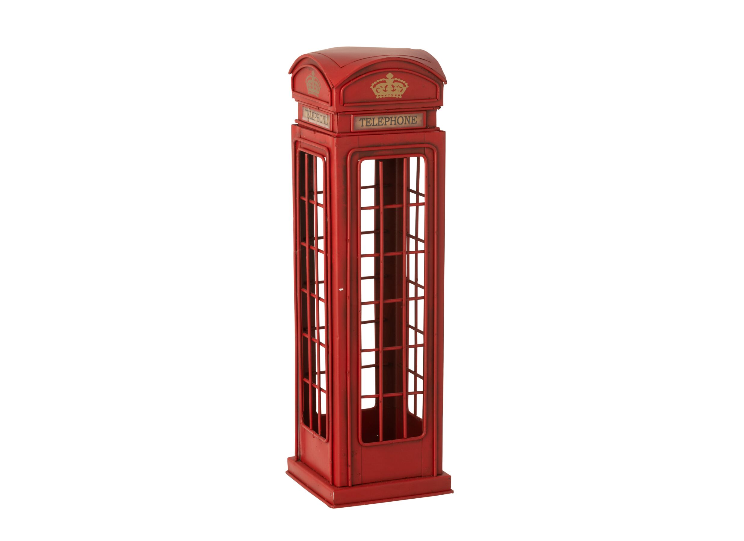 Telefooncel Antiek 38 - Telefooncel Antiek 38,5x11,5x11,5cm - metaal - rood