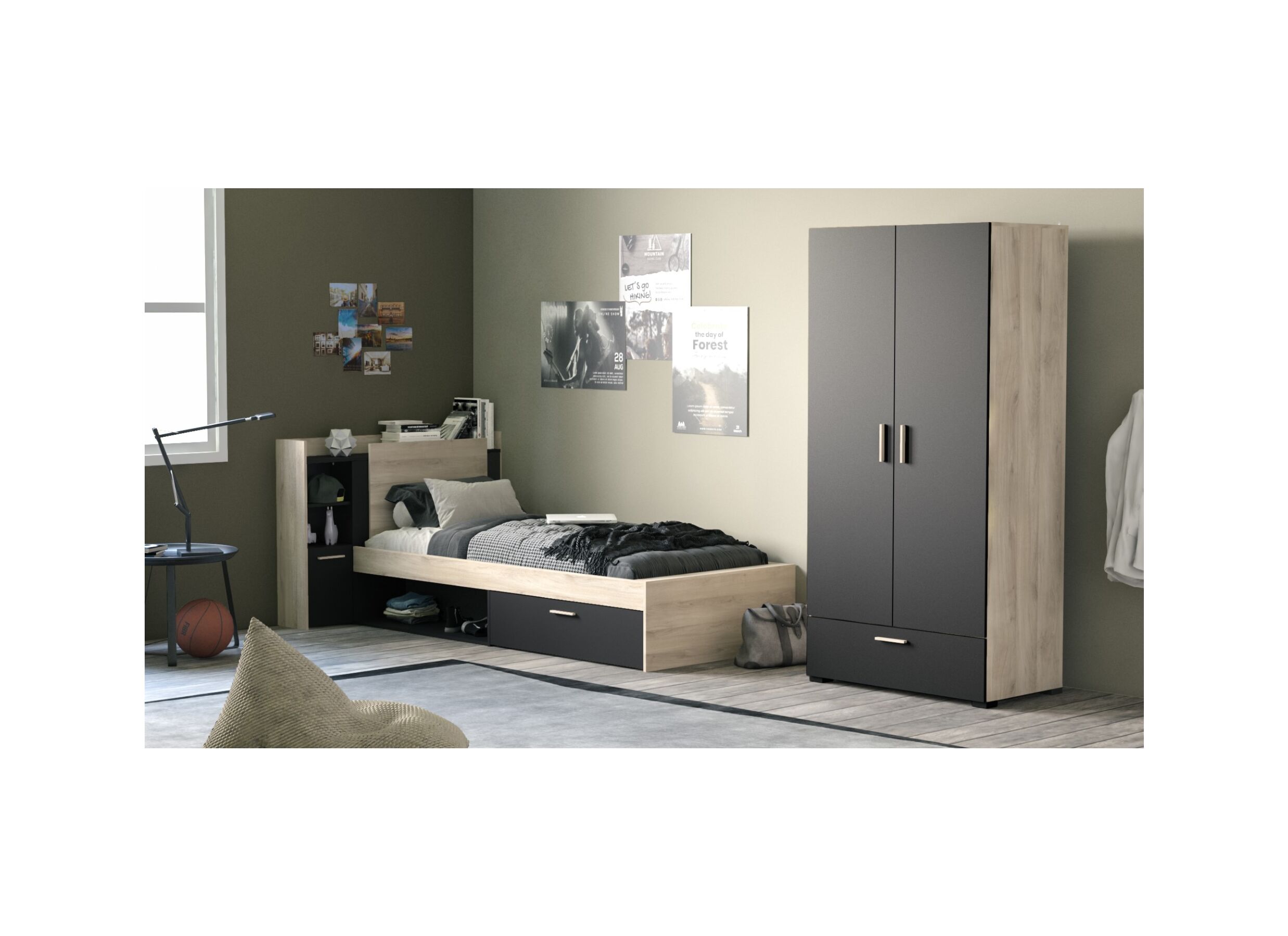 Lit Life 90x190/200cm avec rangement