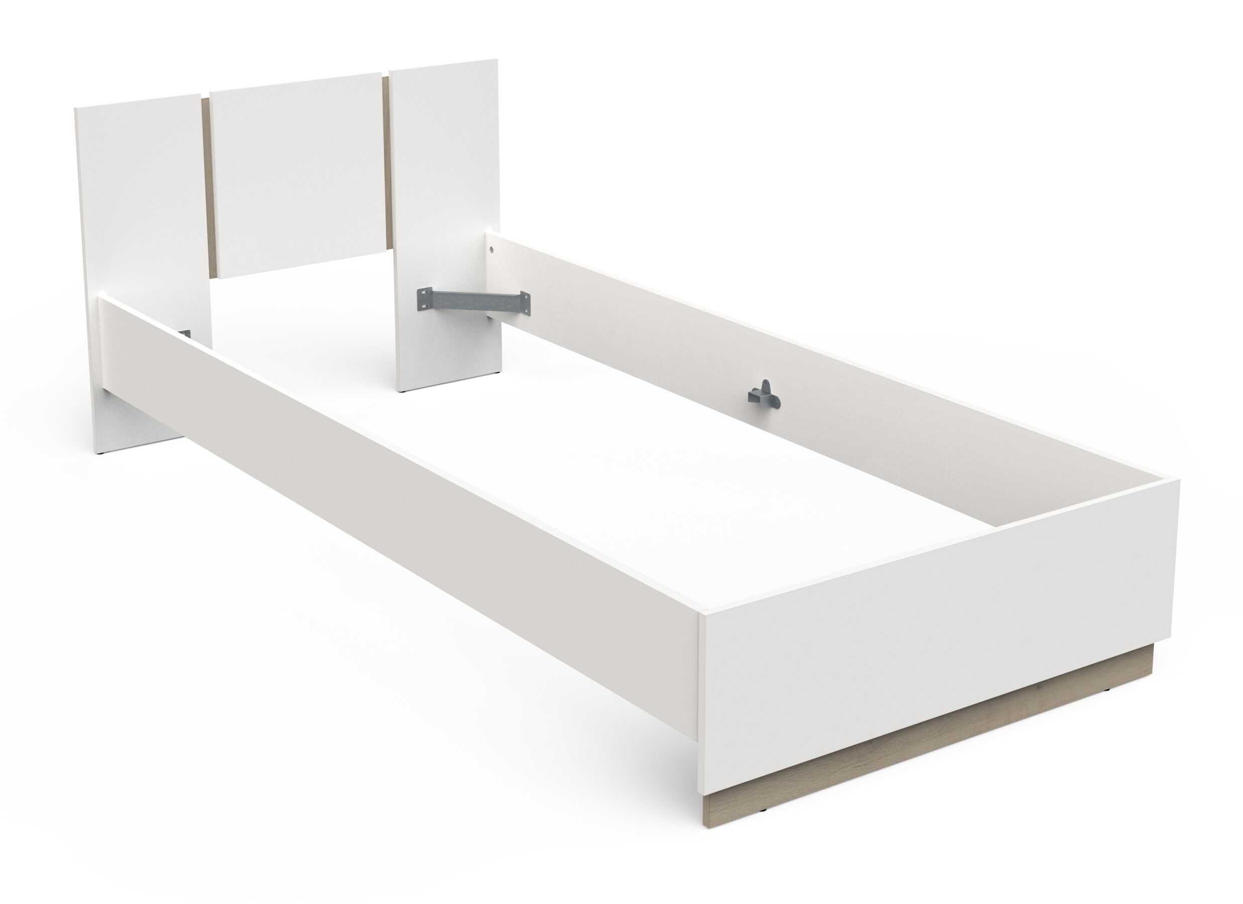 Aperçu - Lit Watson 90x200 - décor - blanc & chêne kronberg