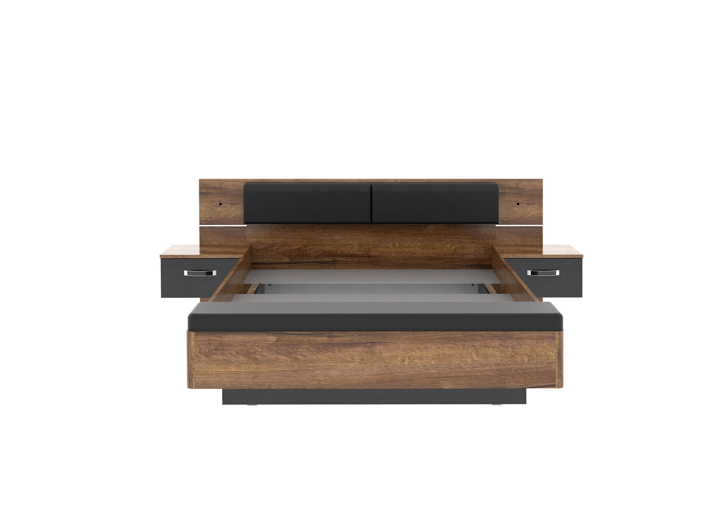 Lit Dolce 180x200cm - panneau décor - mud oak/black oak