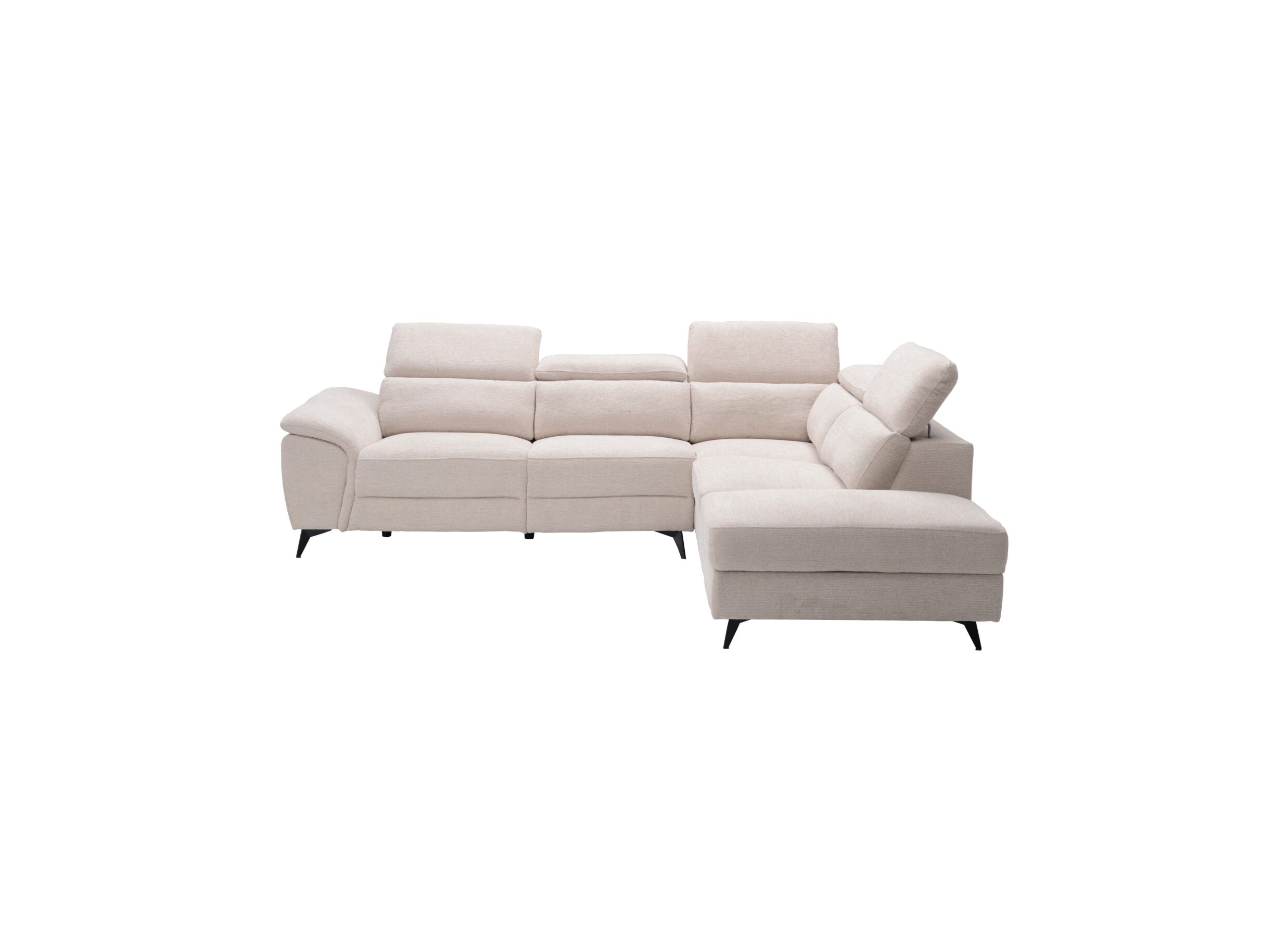 Aperçu - Canapé d'angle Perfume 284x224cm - tissu - beige avec relax