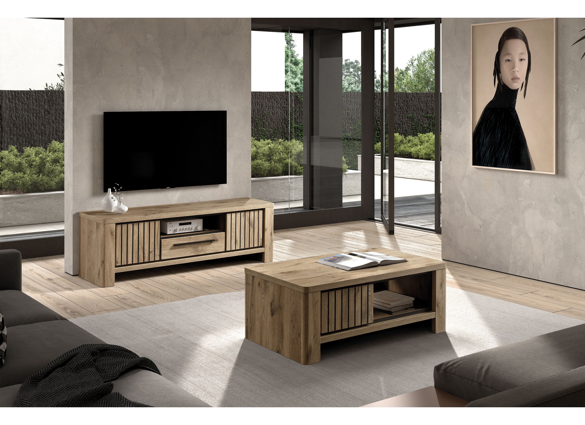 Table basse Santos brun avec rangement