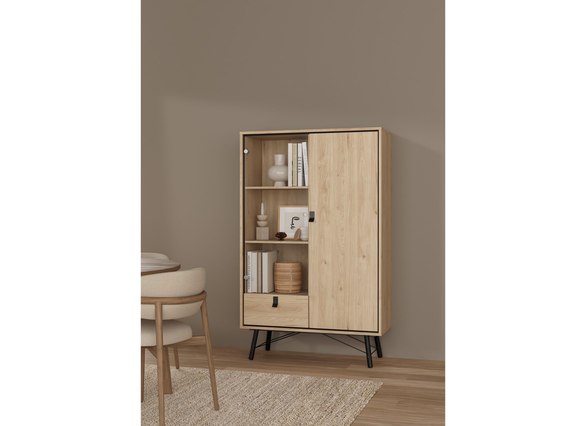 Foto ambiance - Vitrine Ry 102cm - décor - marron & noir