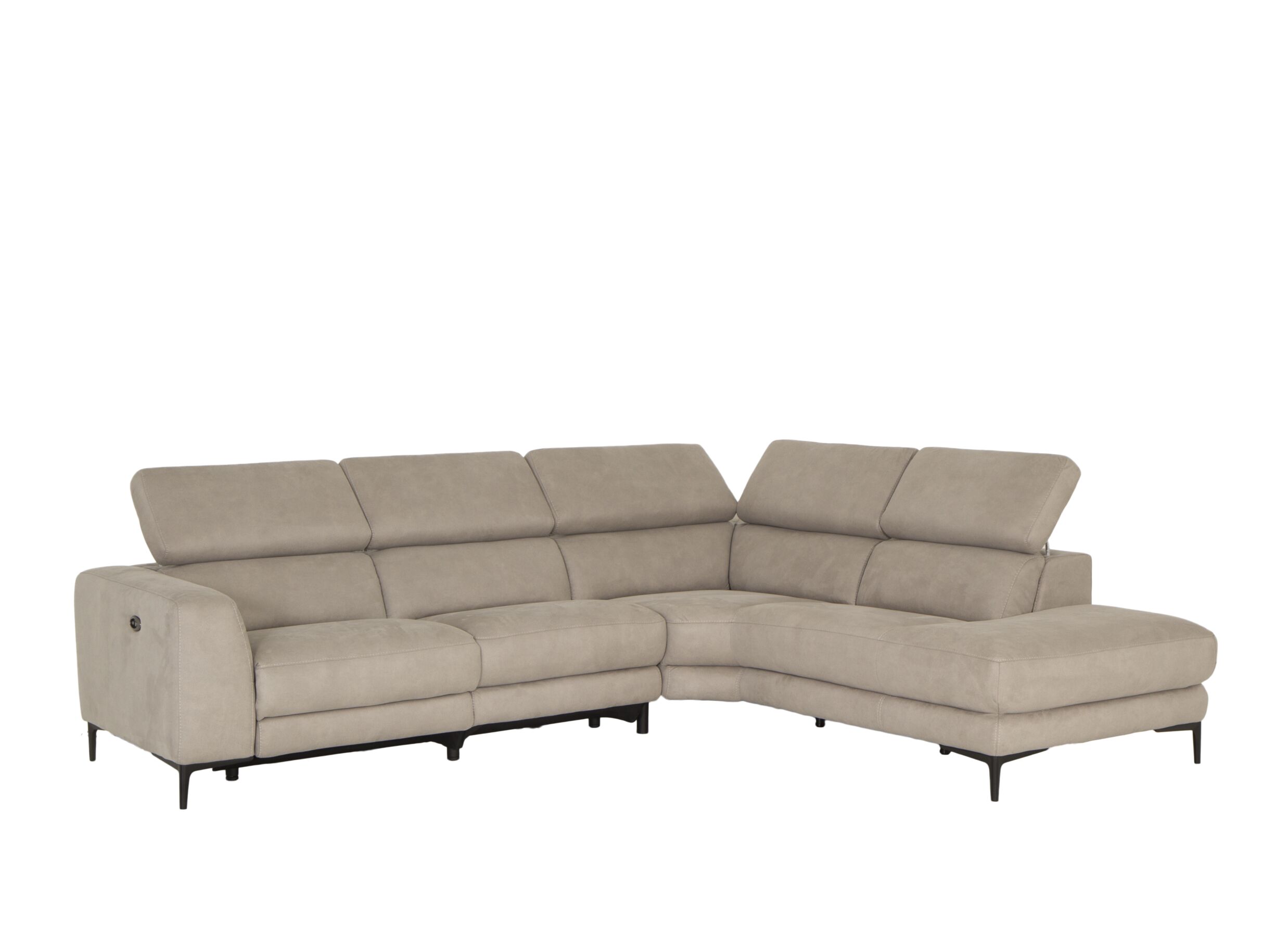 Canapé d'angle Arya 293x241cm - tissu - gris avec relax