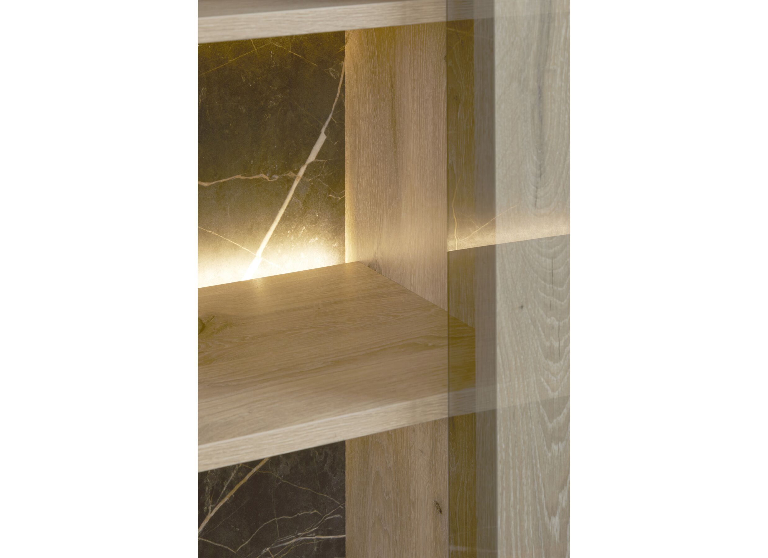 Detail - Vitrine Sacha 120cm - mélamine - canyon oak & marble