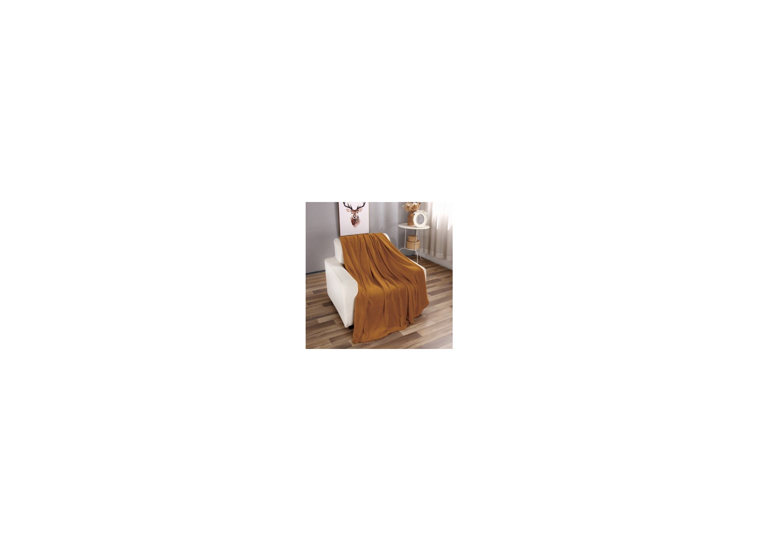 Sfeerfoto - Plaid Abby 130x180cm - flanel - cognac