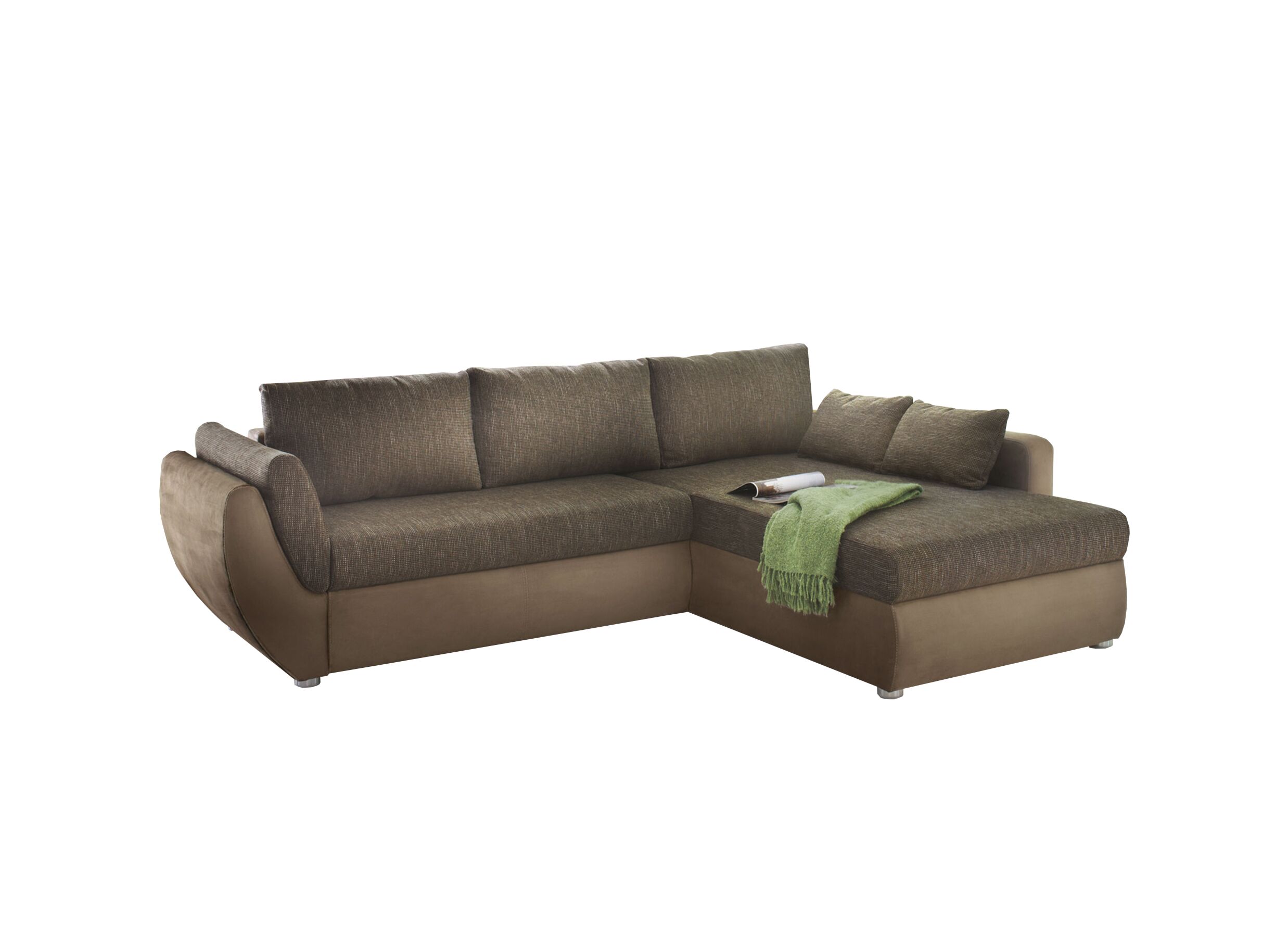 Hoeksalon Taifun 272x200cm - stof - bruin met bedfunctie