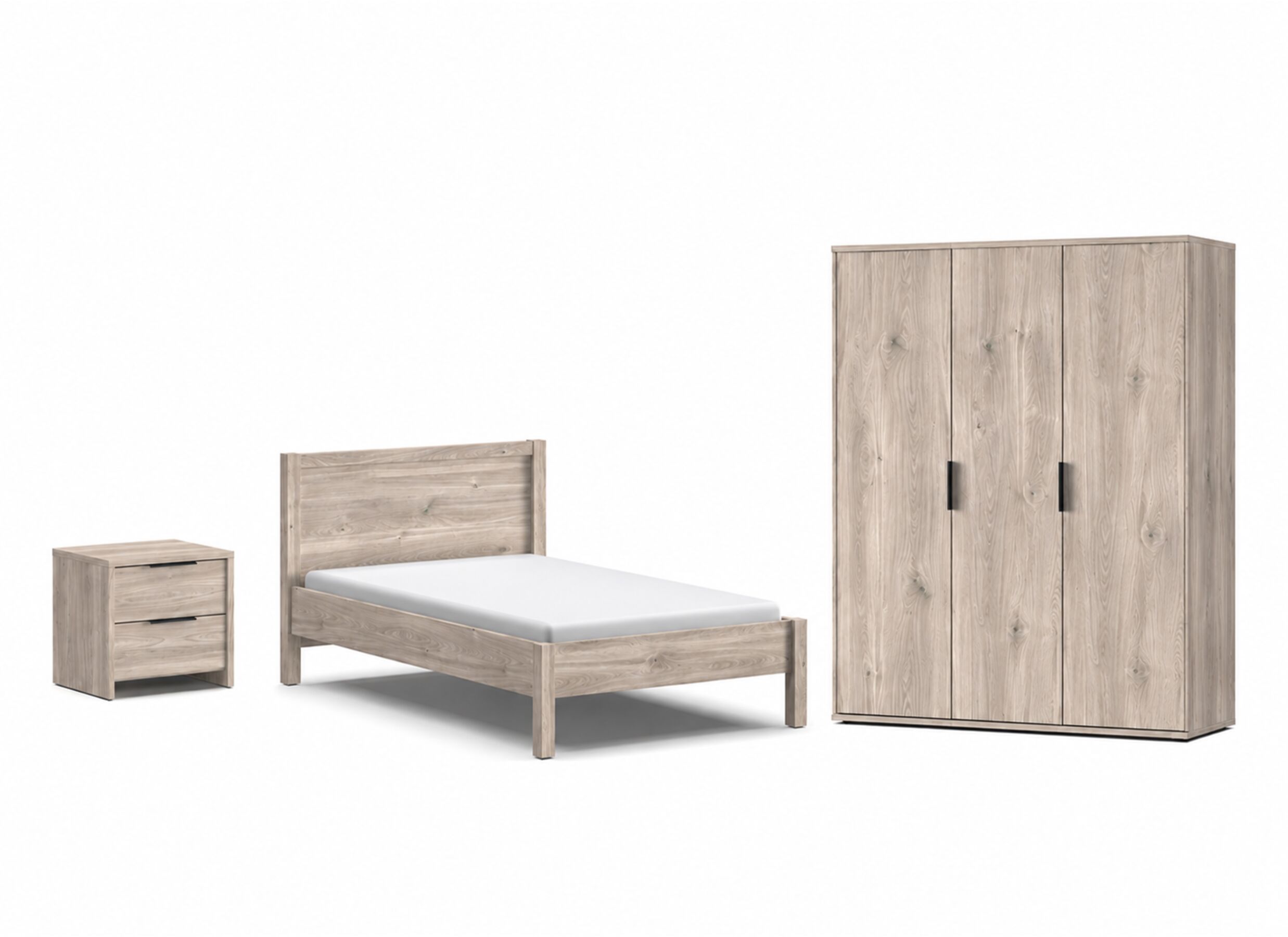 Kinderkamer Gloria met bed 120x200cm - 3-deurskast 150cm en 1 nachtkastje - Chambre enfant Gloria avec lit 120x200cm - armoire 3 portes 150cm et 1 table de chevet