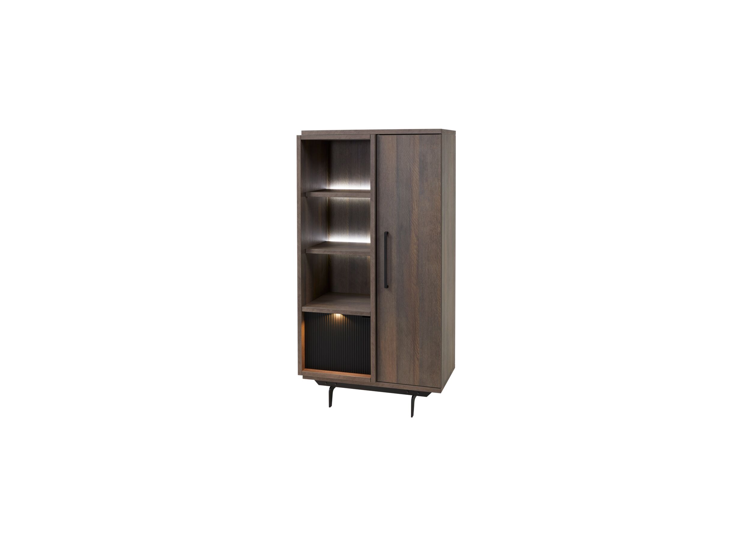 Vitrinekast Trentino 88cm - decor - gouden eik/mat zwart