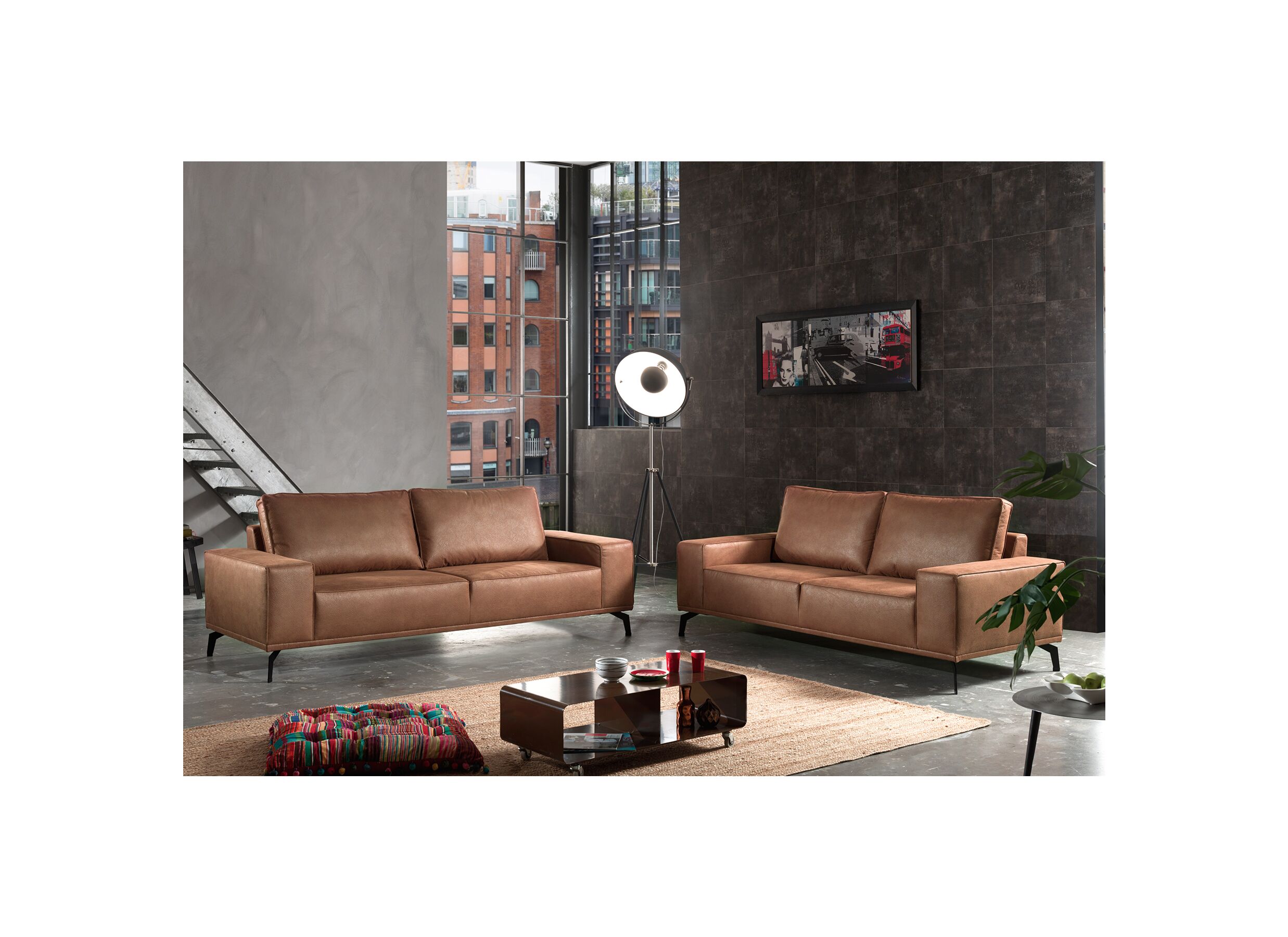 Zetel Nevada 3+2,5-zit - stof - bruin