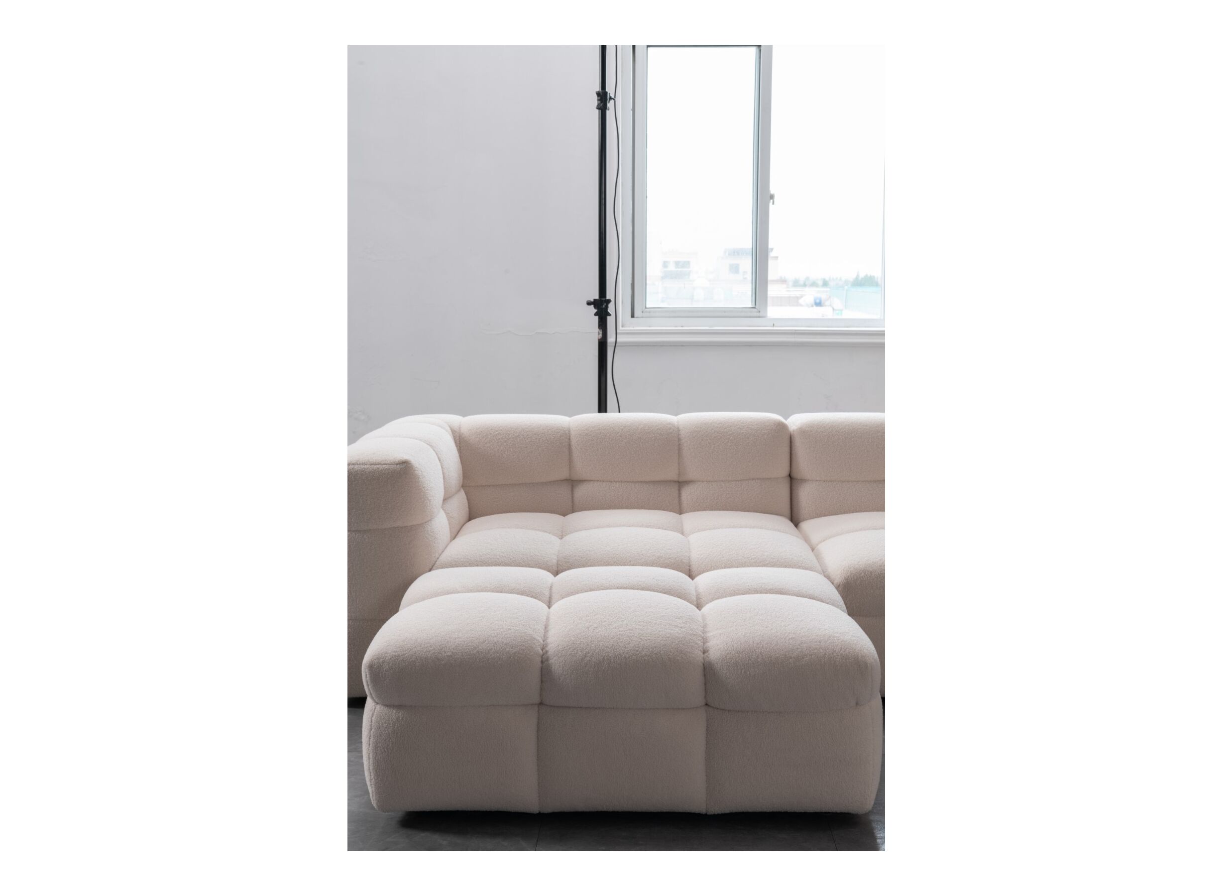 Detailfoto - Poef Bubble 109x74cm stof wit
