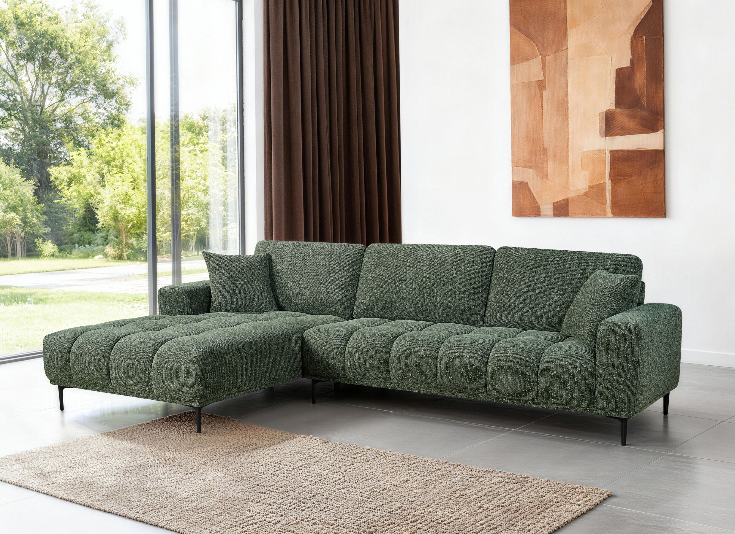 Sfeerfoto - Hoeksalon Furia 285x178cm - stof - groen